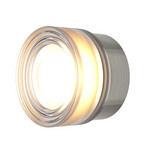 LED sieninis šviestuvas „OLO“, platinos spalvos/skaidrus, lygus, Ø 13 cm, CCT