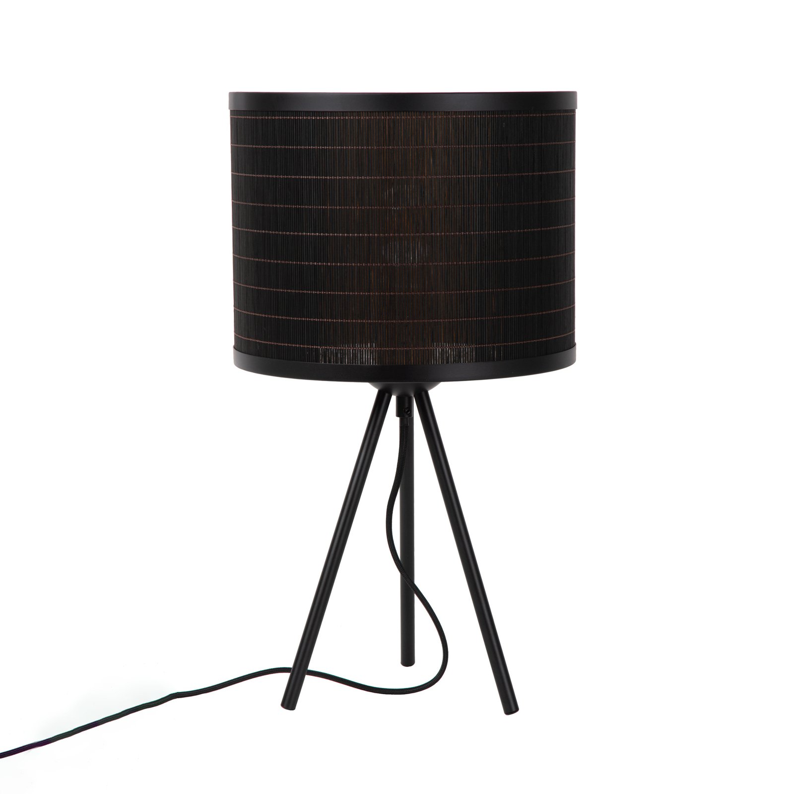 Lámpara de mesa Tagalog de bambú, negro, trípode