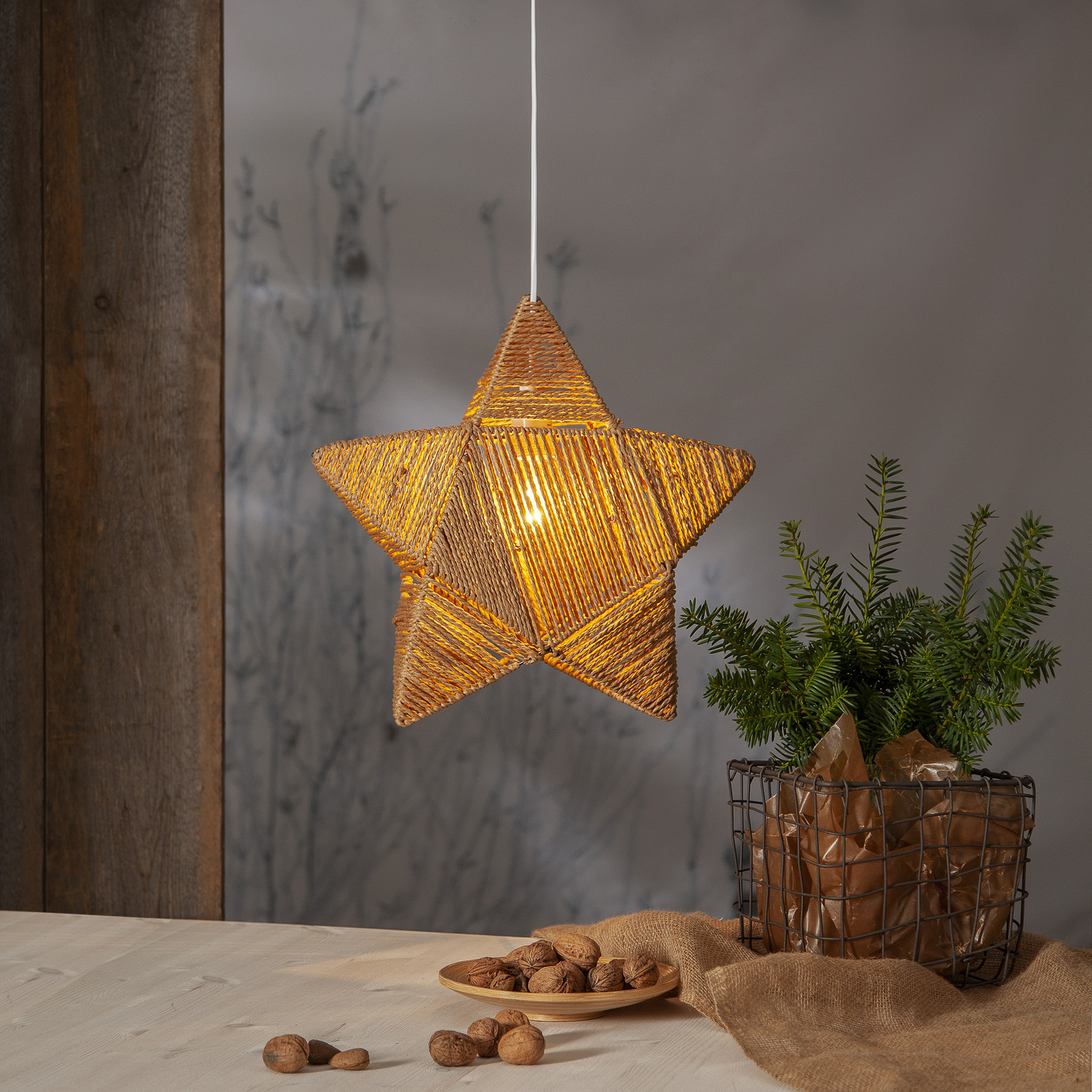 Rappe decorative star, paper strings, hanging