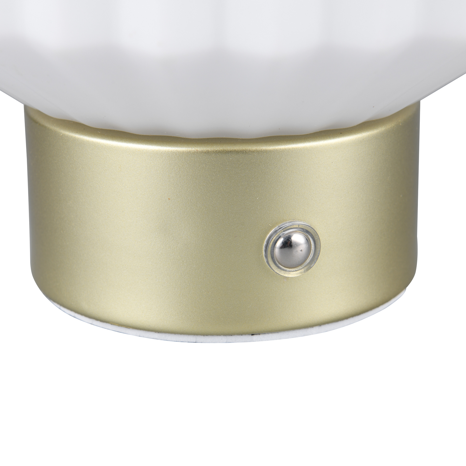 Lampă de masă reîncărcabilă Lord LED, alamă/opal, înălțime 19,5 cm, sticlă
