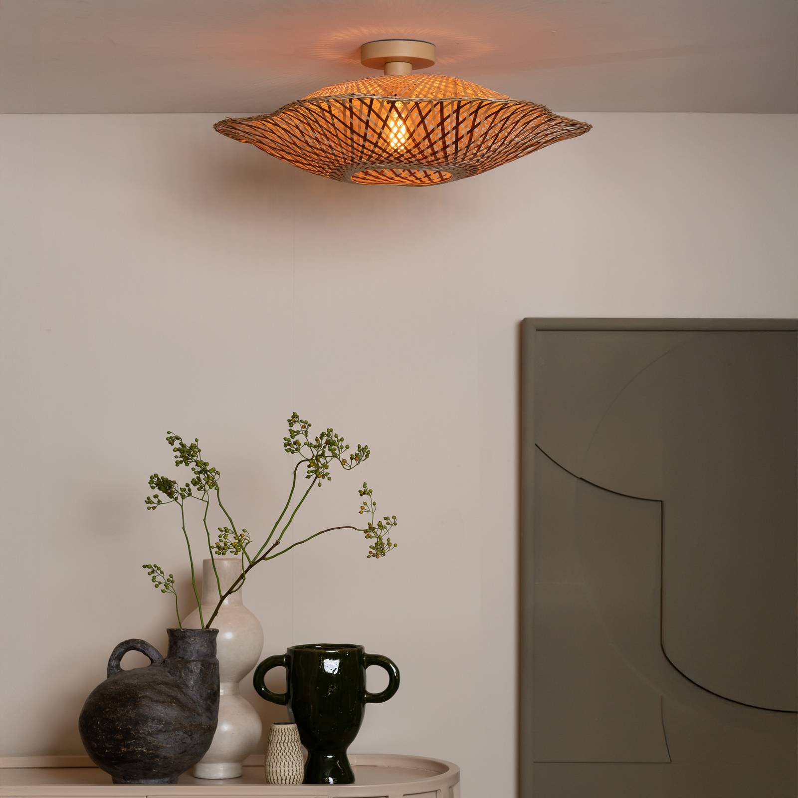 GOOD & MOJO Lampa sufitowa Madura, Ø 60 cm, brązowa, bambus E27