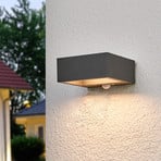 Lucande Mahra solar-powered LED wall lamp, anthracite, metal, sensor