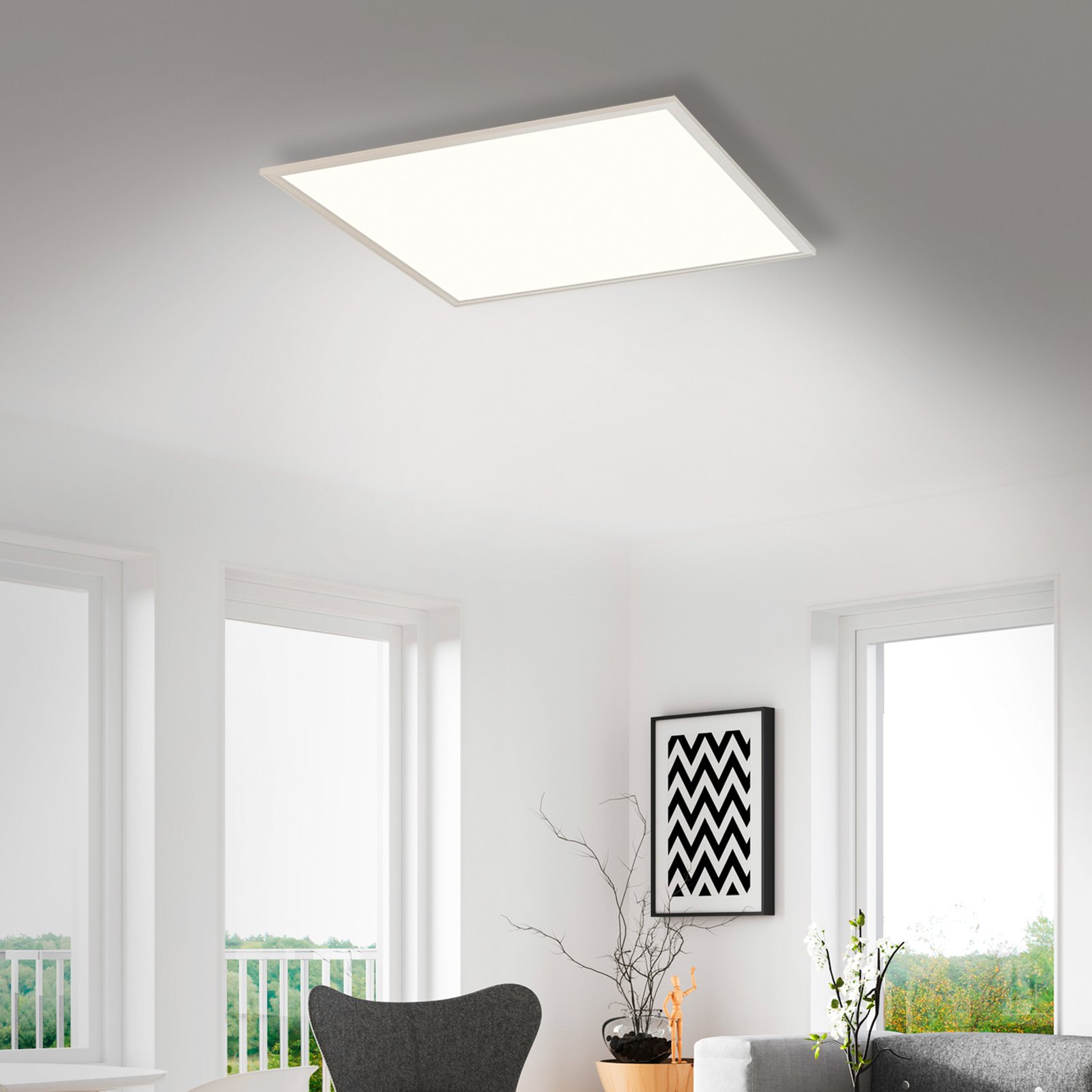LED skydelis Paprastas baltas, itin plokščias, 59,5x59,5 cm