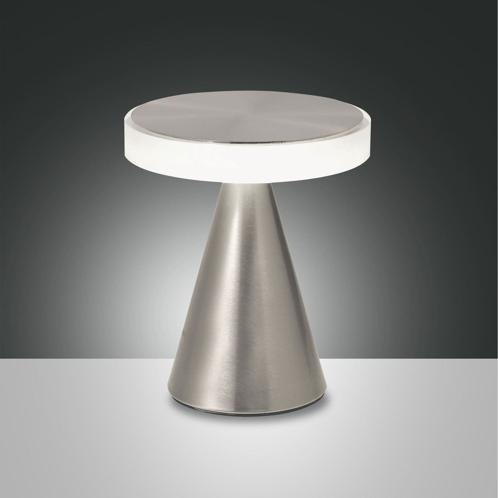 Lampada da tavolo LED Neutra, altezza 20 cm, nichel, touch dimmer