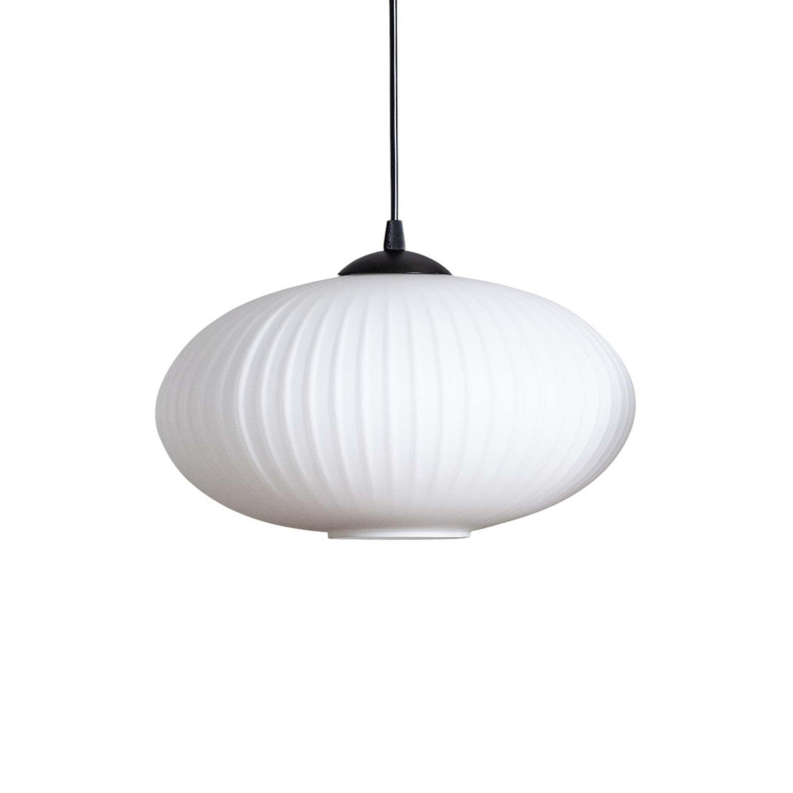 Dining table light Coco, length 115 cm, black/opal, glass, 3-bulb