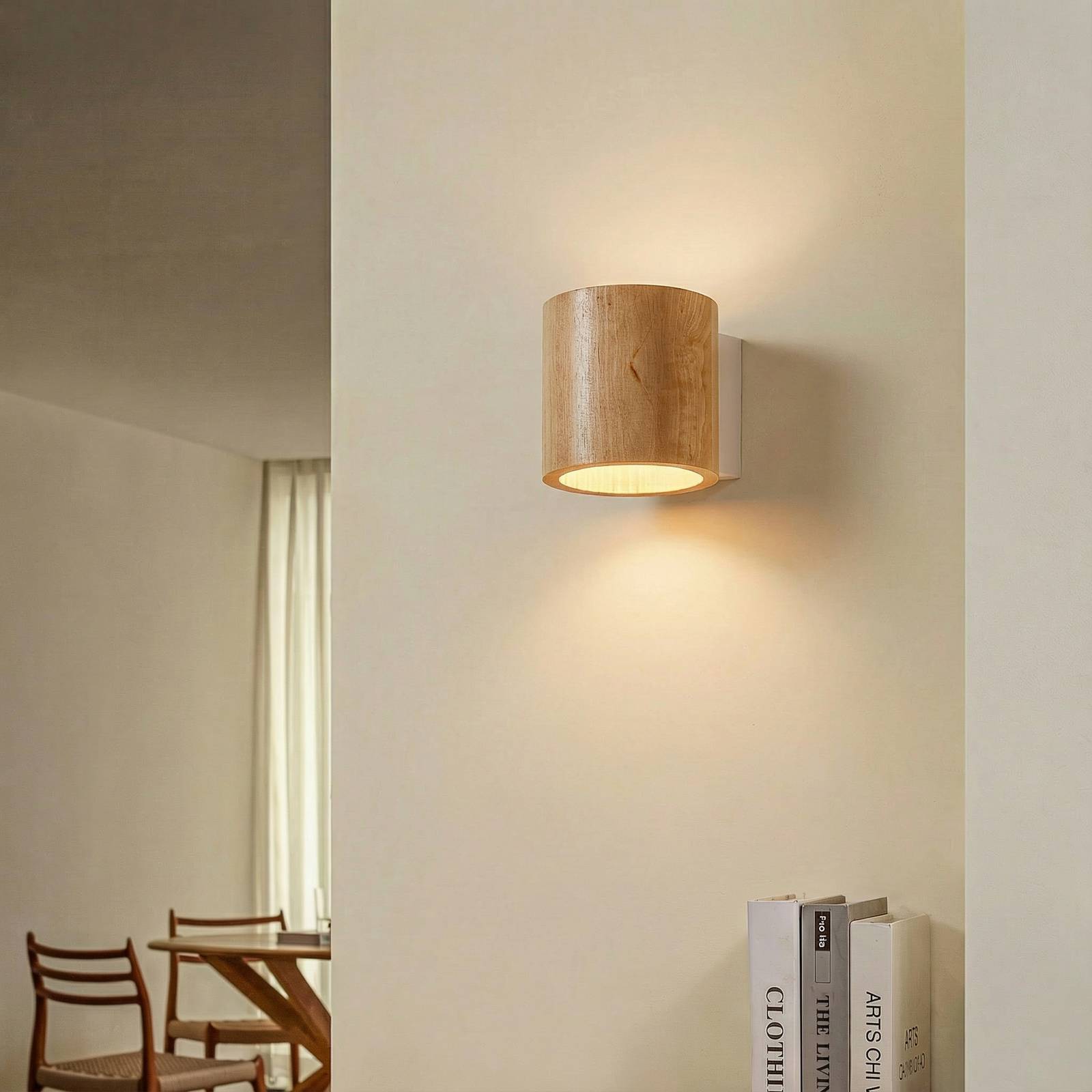 Wandleuchte Ara als Zylinder aus Holz günstig online kaufen