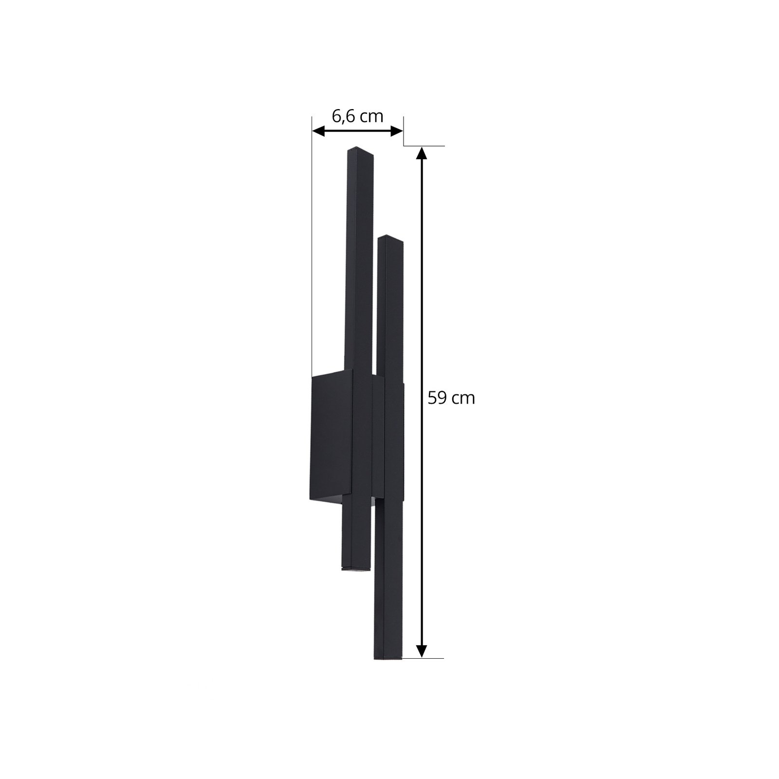 Lindby LED āra sienas lampa Sakari, melna, alumīnija, 59 cm augsta