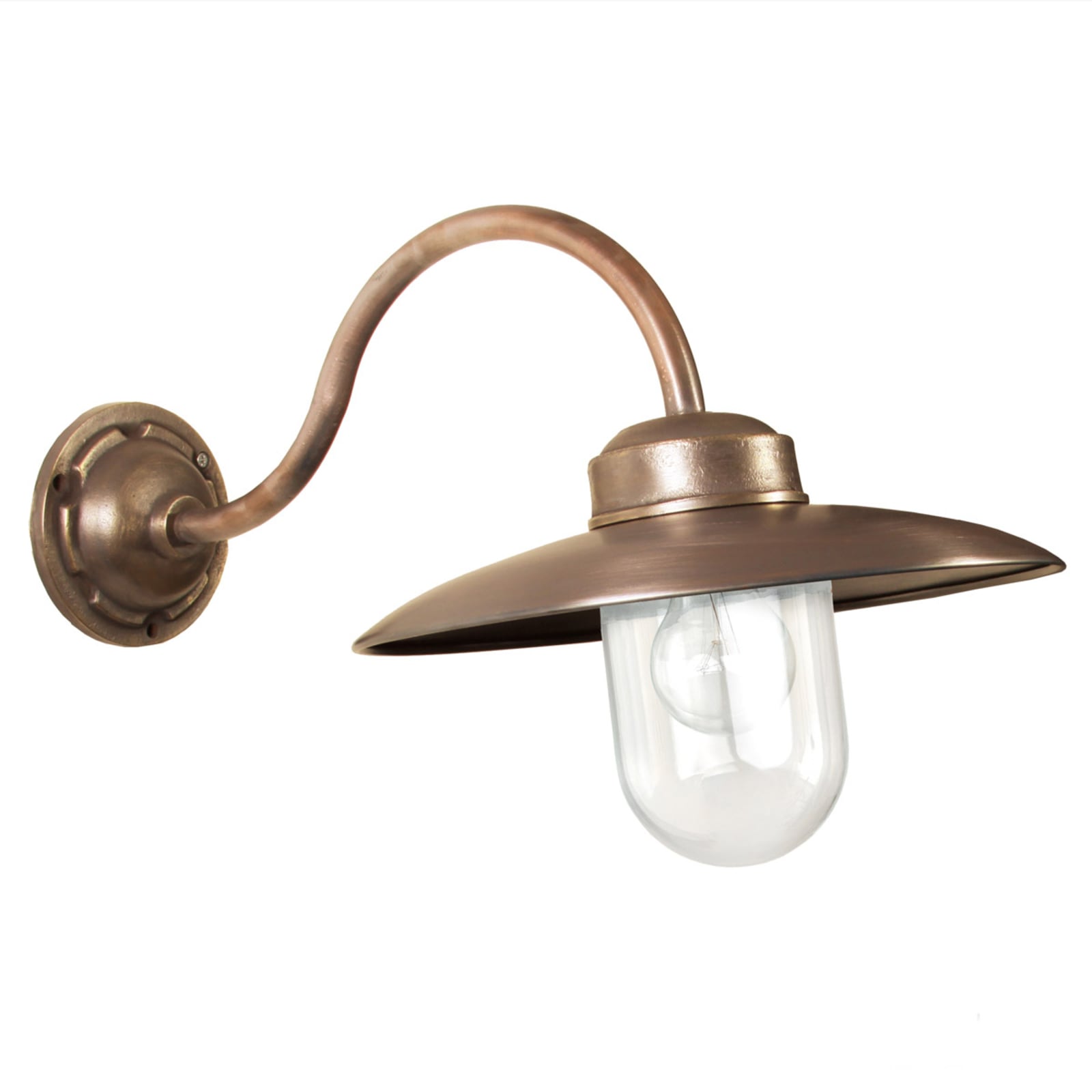 K. S. Verlichting Outdoor wall light Landes, brass, copper, glass, E27, 75 W, energy efficiency: A++, W: 31 cm, H: 35 cm