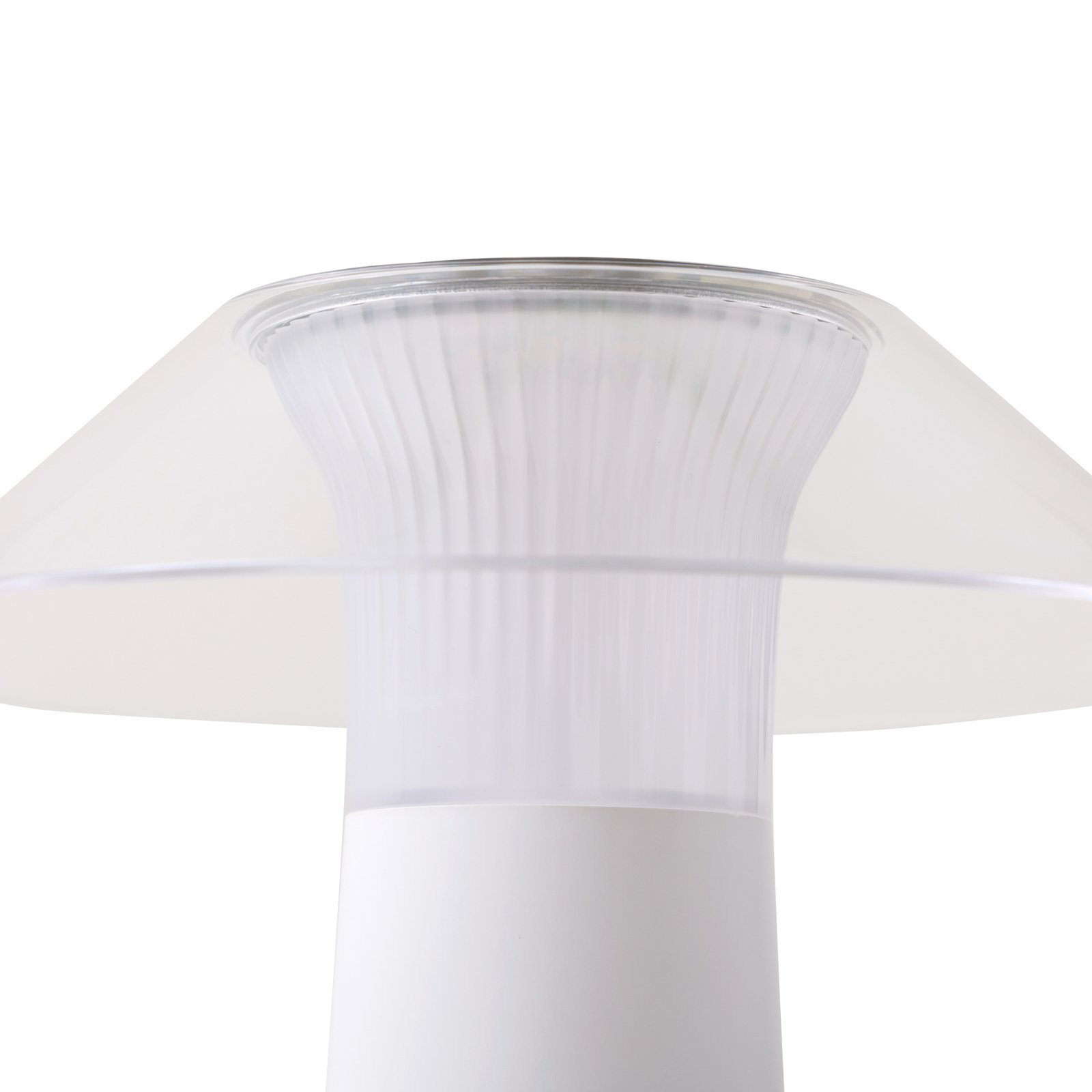 Lampă de masă reîncărcabilă pentru exterior cu LED Lindby Gomba, albă,