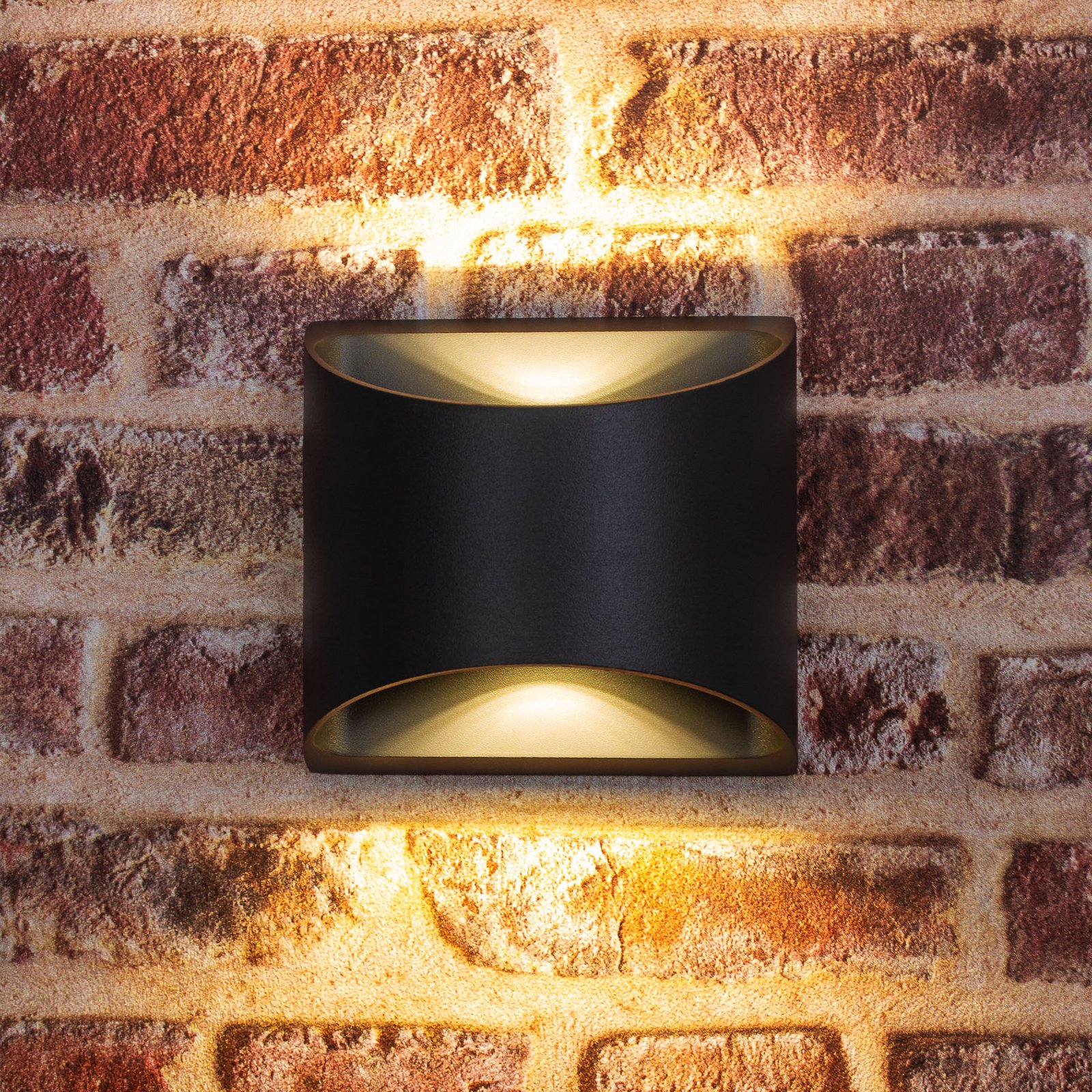 Aplique para exterior Dodd, negro, aluminio, semicircular