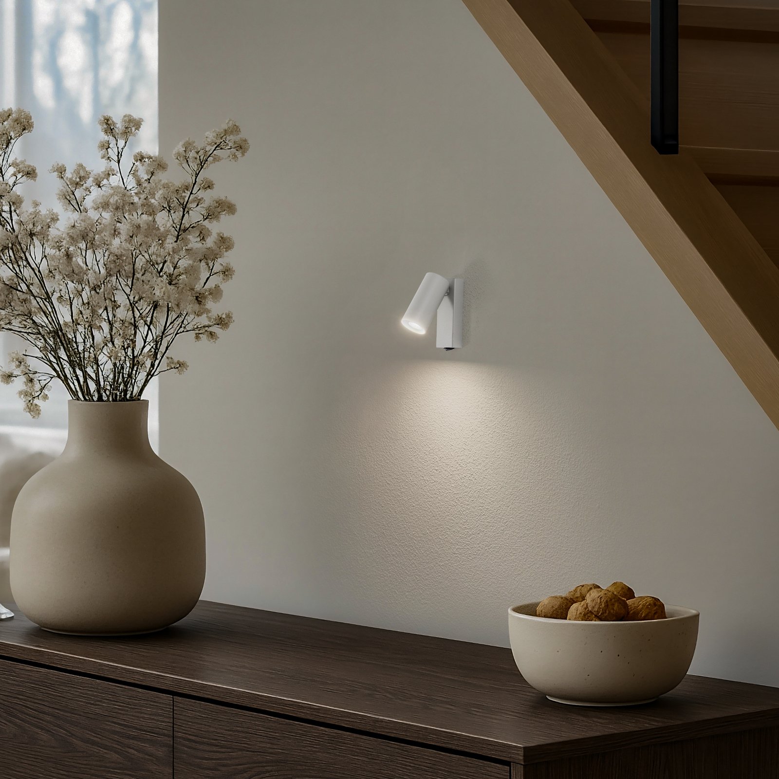 Wall spotlight FOURTY, light grey, height 17 cm, metal, GU10
