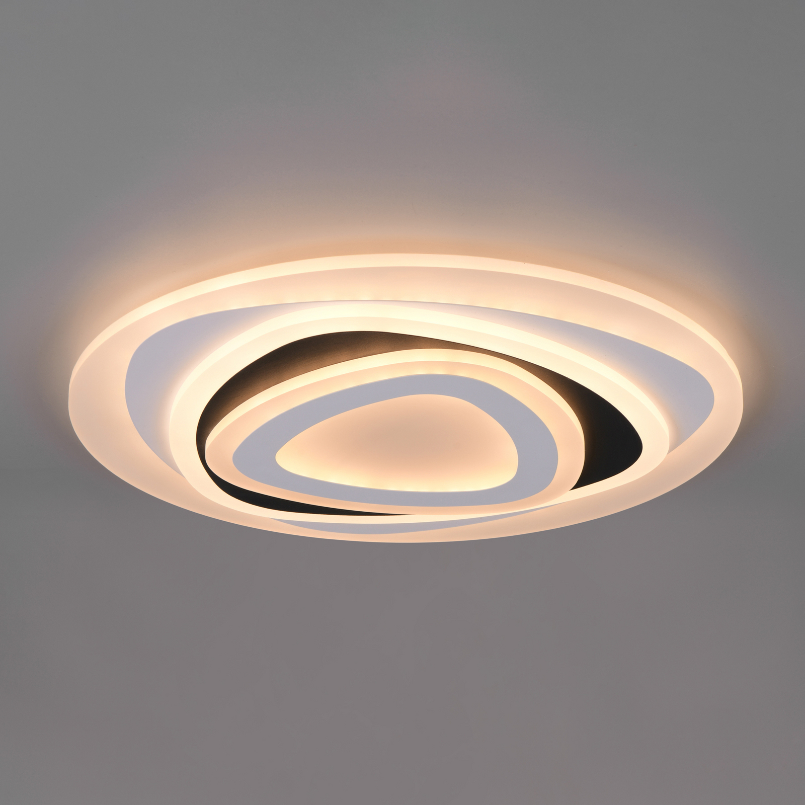 Plafoniera LED Zilo, bianco/nero, metallo, telecomando Plafoniera LED Zilo, bianco/nero, metallo, telecomando