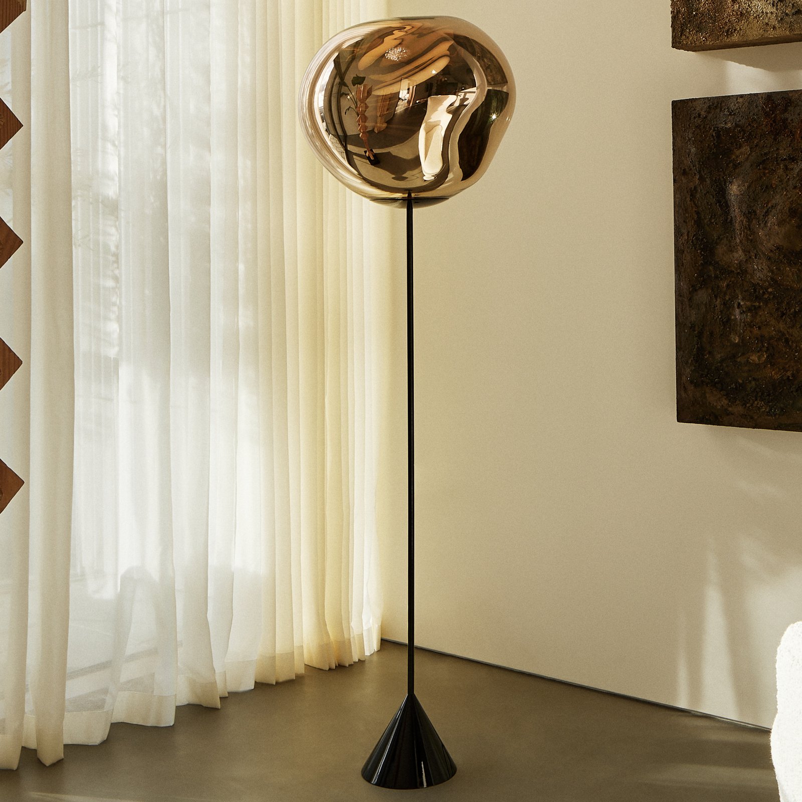Tom Dixon LED floor lamp Melt Cone Slim gold-coloured, power supply unit