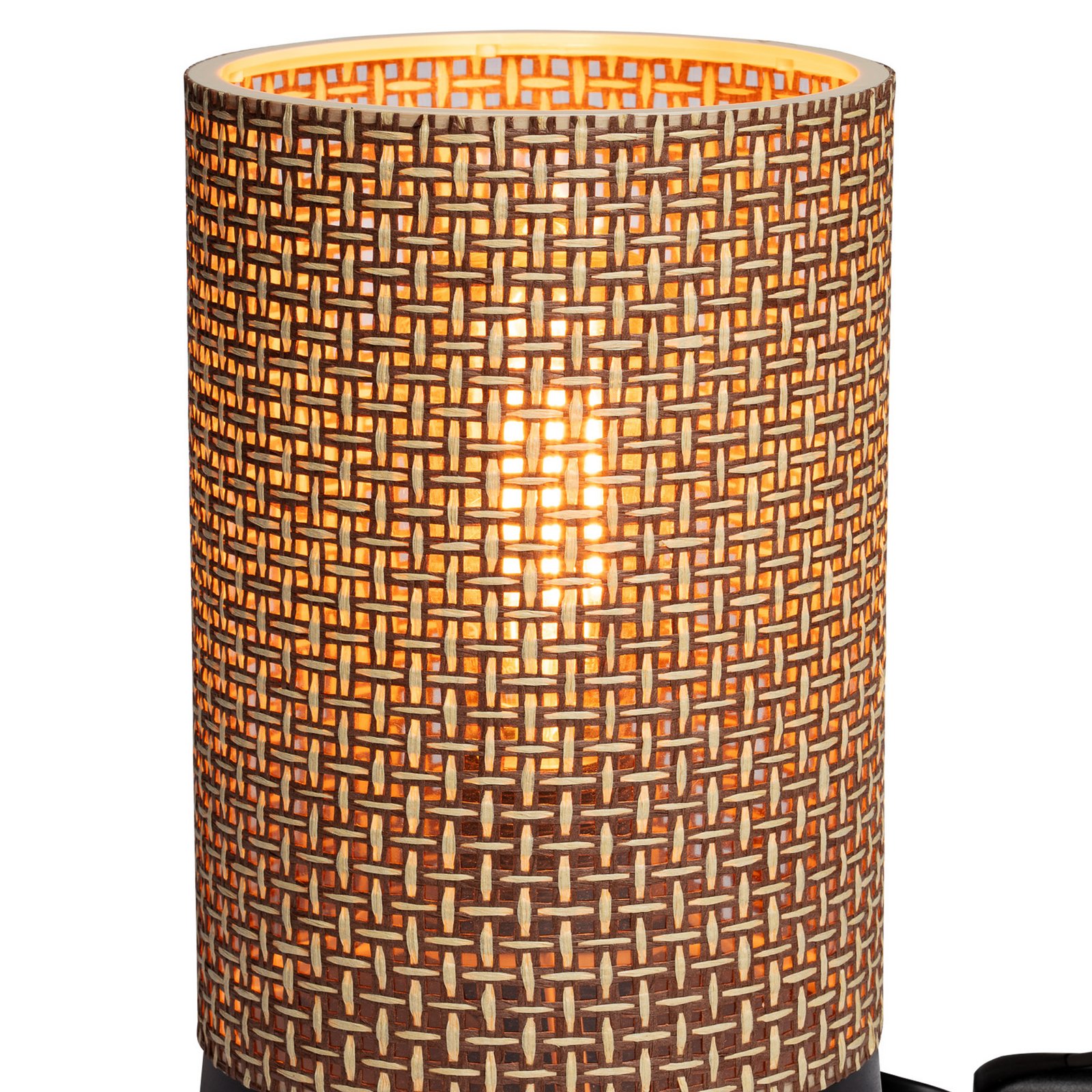 Tischleuchte Tina, braun gemustert, zylindrisch, Ø 14 cm