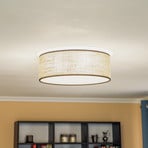 Tubo ceiling lamp, textile shade, beige, round