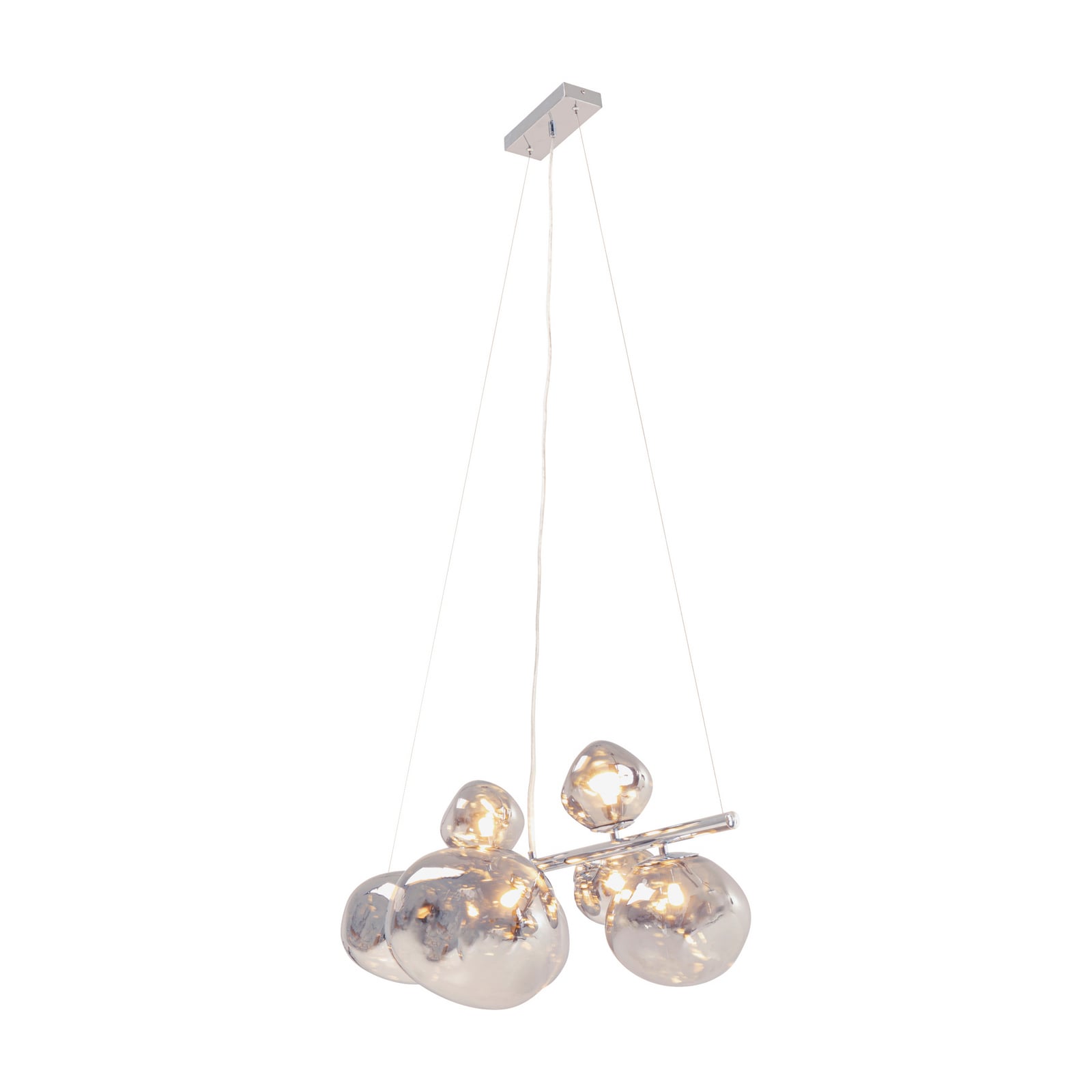 KARE Burbuja pendant light, silver, glass, length 100 cm