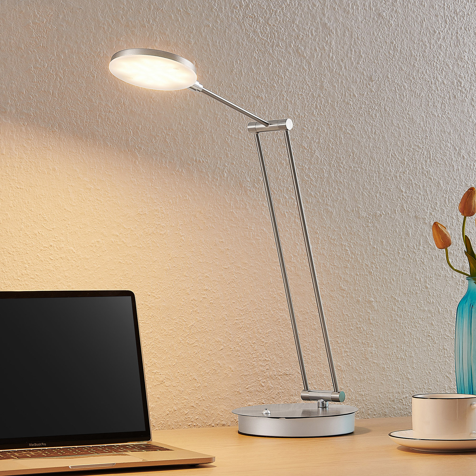 Lucande Ensley LED table lamp, nickel