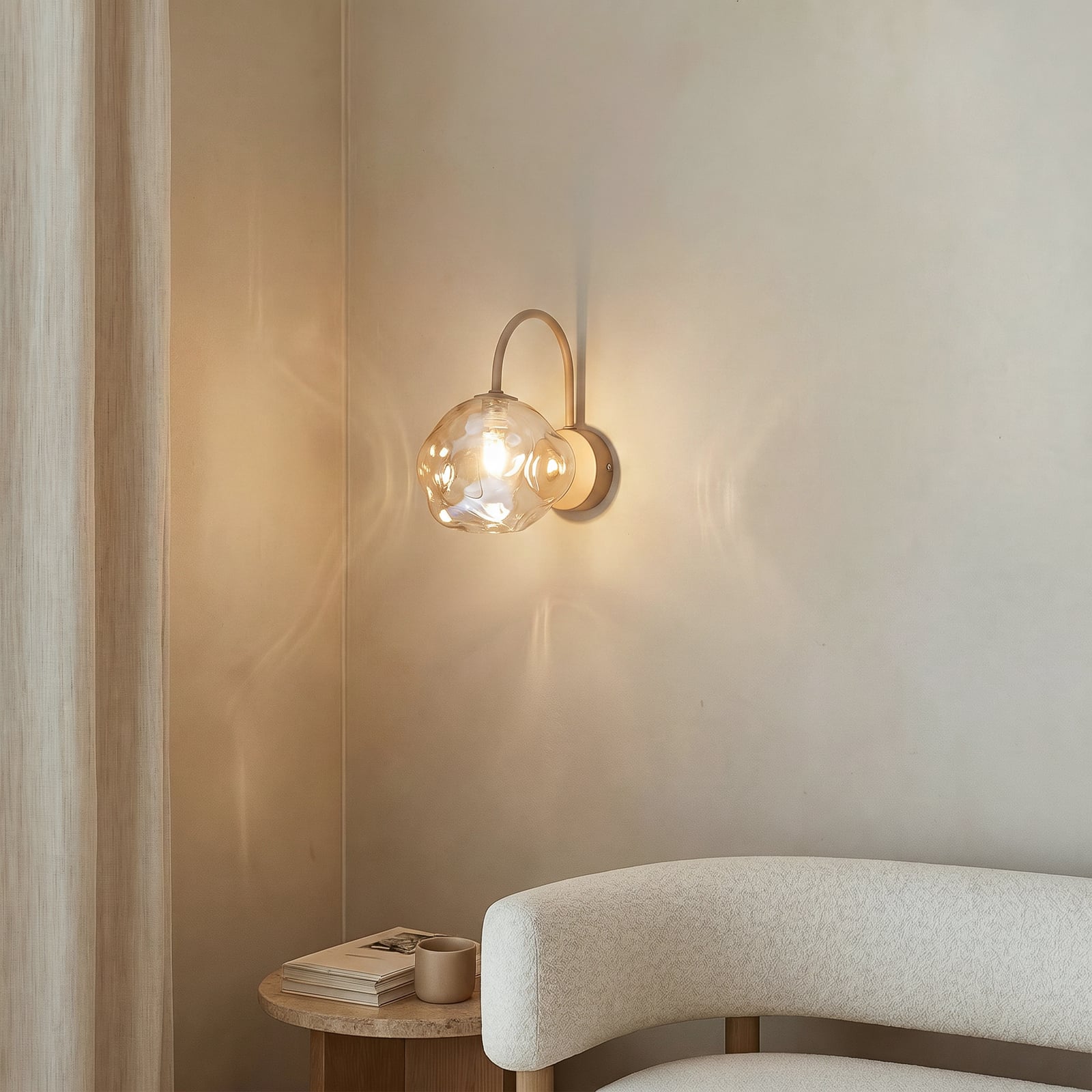 Wandlamp Lava, beige, glas, hoogte 21 cm, G9 Wandlamp Lava, beige, glas, hoogte 21 cm, G9