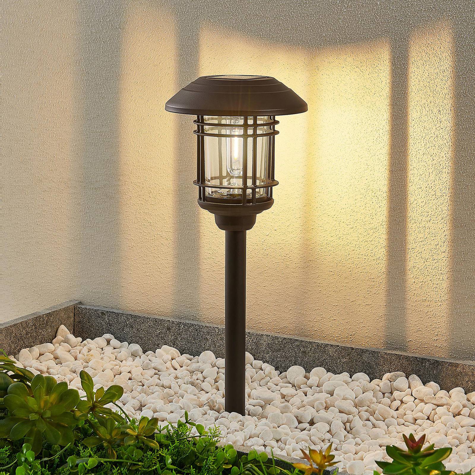 Lindby Tyrell lampa solarna LED, aluminium, czarna