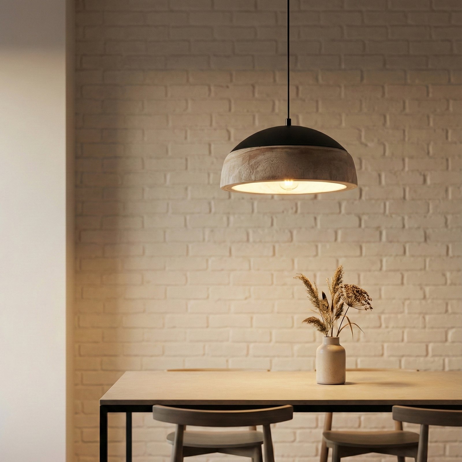 Leivar-riippuvalaisin, puu/musta, E27, Ø 35 cm - Lucande Leivar-riippuvalaisin, puu/musta, E27, Ø 35 cm - Lucande