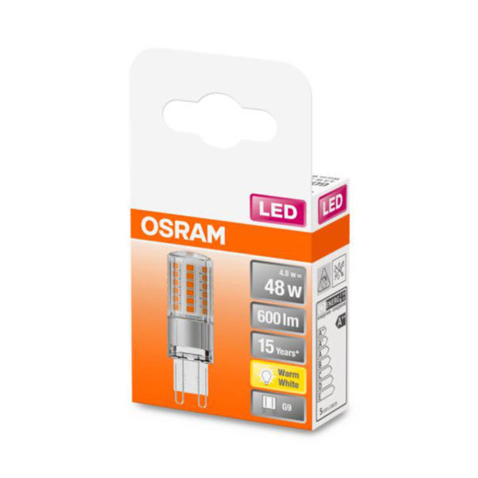 OSRAM kapszula LED izzó G9 4,8W 2 700 K átlátszó