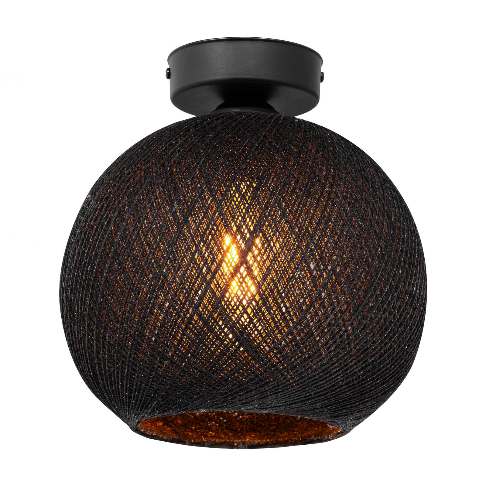 Deckenleuchte Yumak, schwarz, Ø 26 cm, Seil, 1-flammig