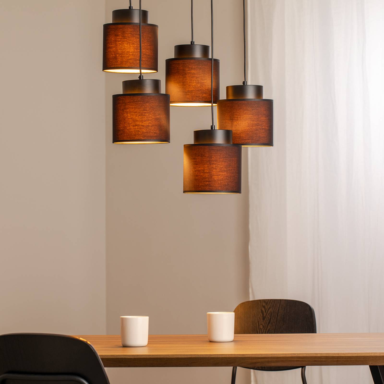 Pendellampe Soho zylindrisch rund 5fl schwarz/gold günstig online kaufen
