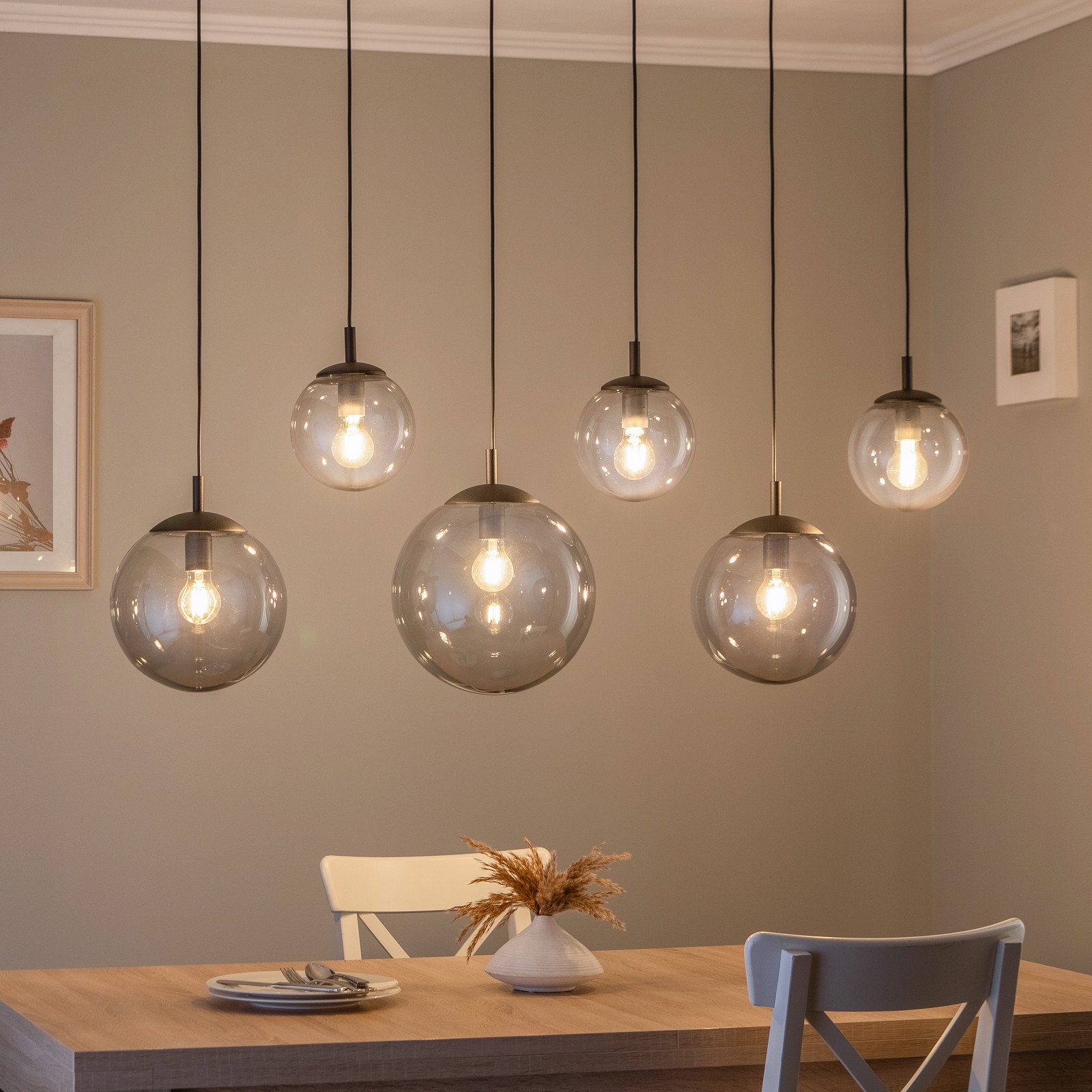 TK Lighting Suspensie Esme sticlă multicoloră cu șase lumini liniară - Camera de zi / sufragerie - modern - gri grafit-transparent maro-transparent transparent transparent negru