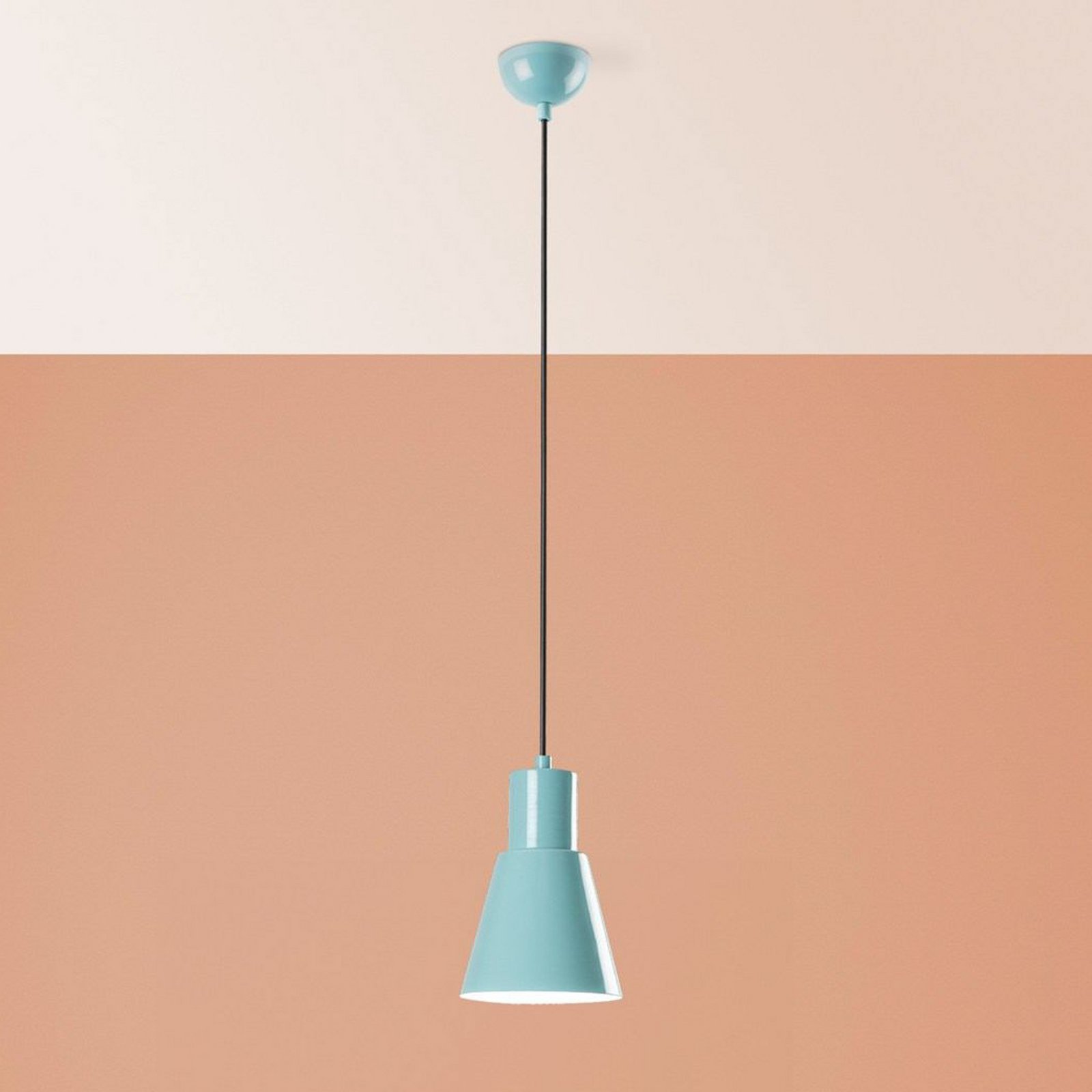 Konikkem pendant light, turquoise, metal, Ø 14 cm, E27