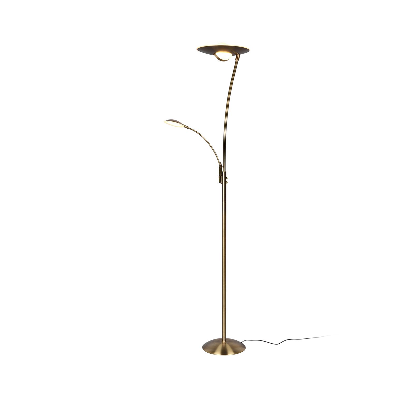 LED-Stehlampe Granby mit LED-Leselicht altmessing