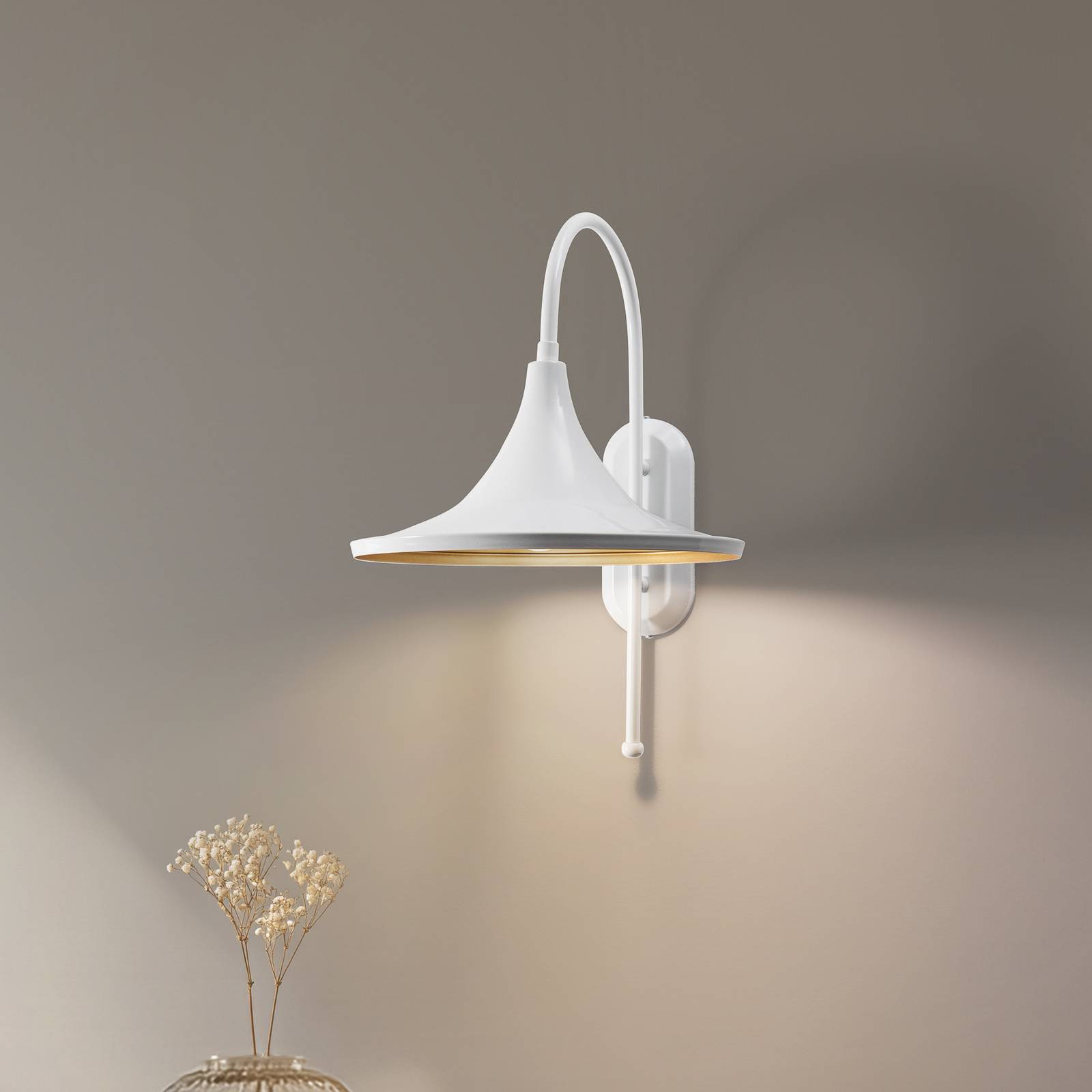 Wandleuchte Enjolino, weiß, Höhe 48 cm, Metall, E27 günstig online kaufen
