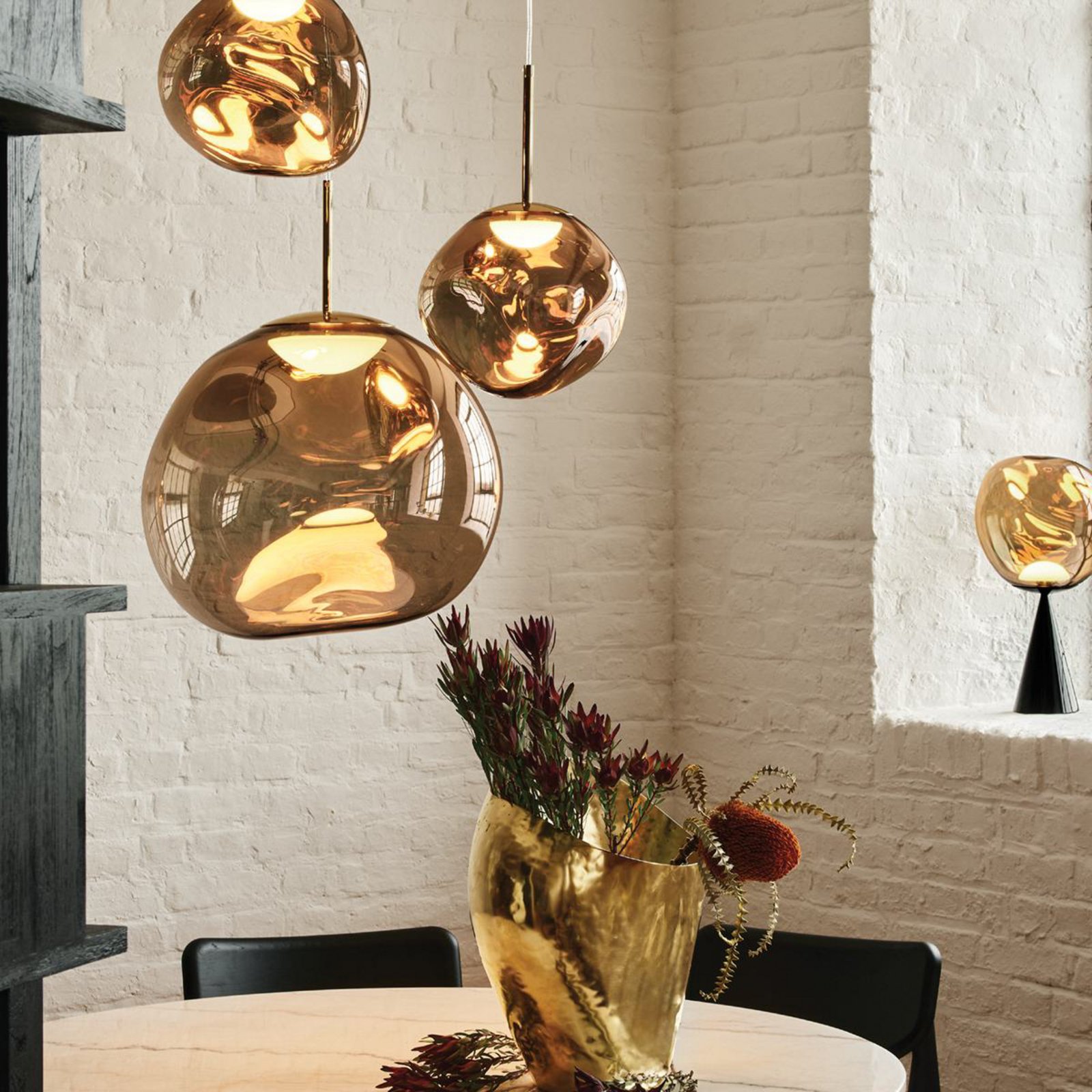 Lámpara colgante LED Melt de Tom Dixon, Ø 50 cm, ámbar dorado