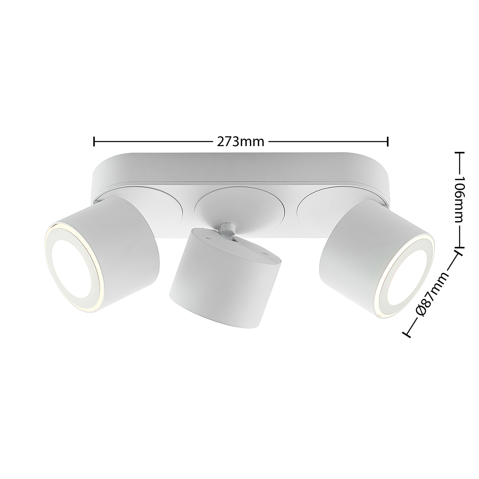 Lindby Lowie foco LED, 3 luces, blanco