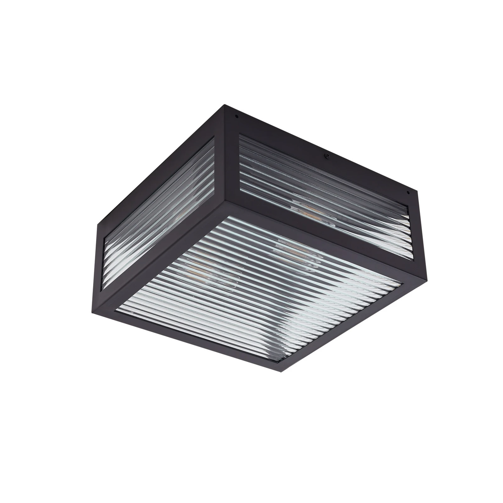 Lindby Außendeckenleuchte Bolgar, schwarz, Metall, Glas