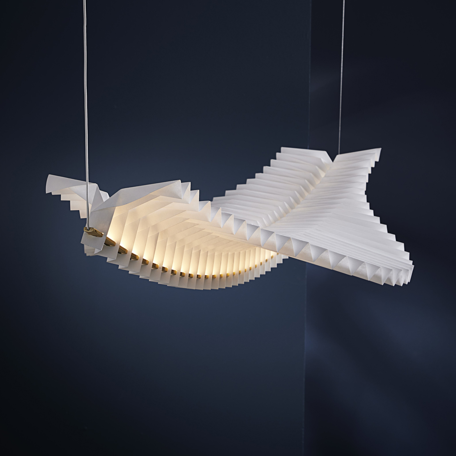 FRANDSEN suspension LED Sora, blanc/laiton, papier