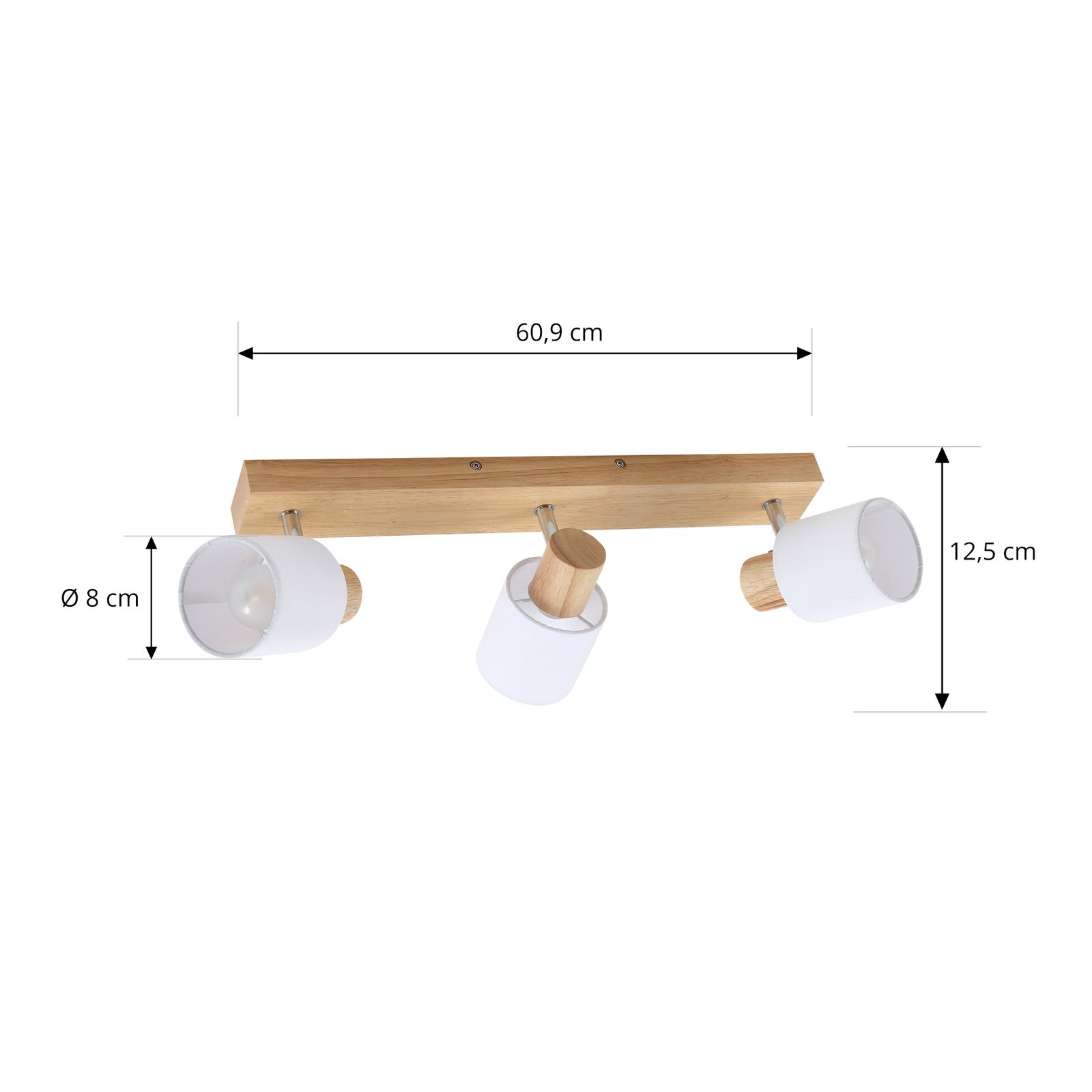 Wanessa 3 Lámpara de Techo Wood/White - Lindby