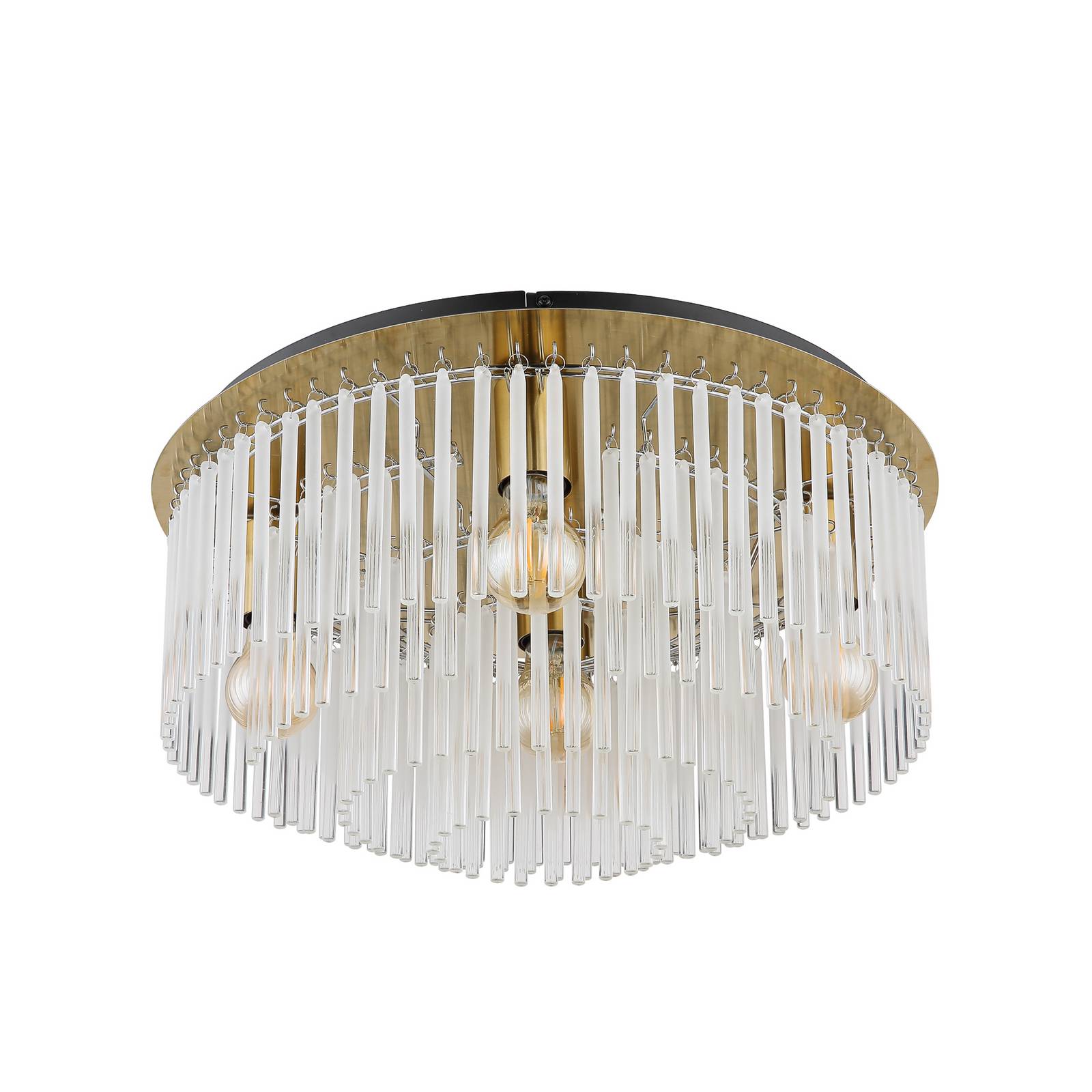 Deckenleuchte Gorley, goldfarben/opal, Ø 50 cm, Metall/Glas