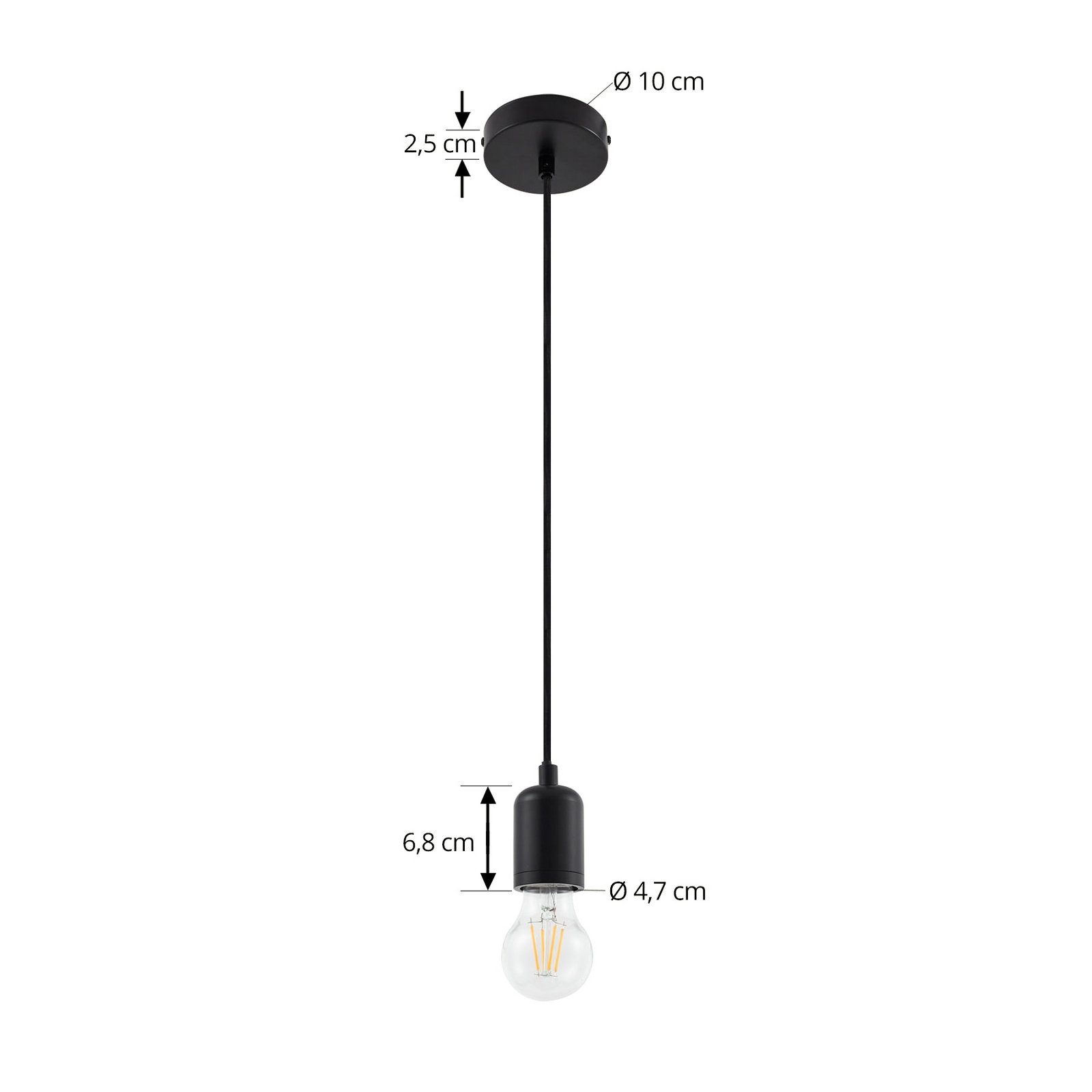 Lindby piekaramais gaismeklis Hattie, melns, Ø 4,7 cm, metāla, E27