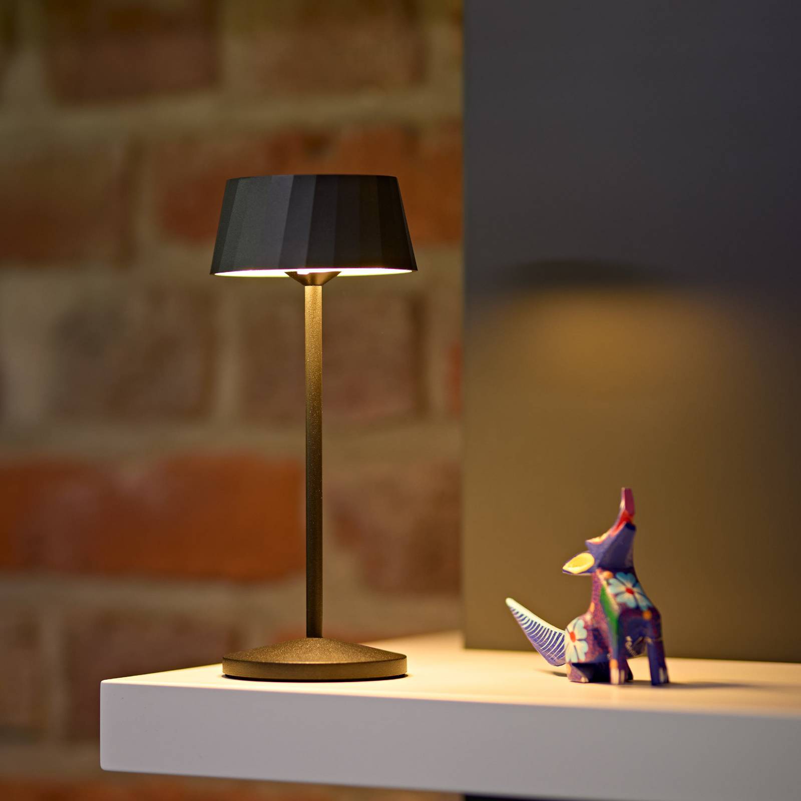Lampa stołowa LED z akumulatorem Facetta, zestaw 3 szt., czarna, 22 cm, IP44