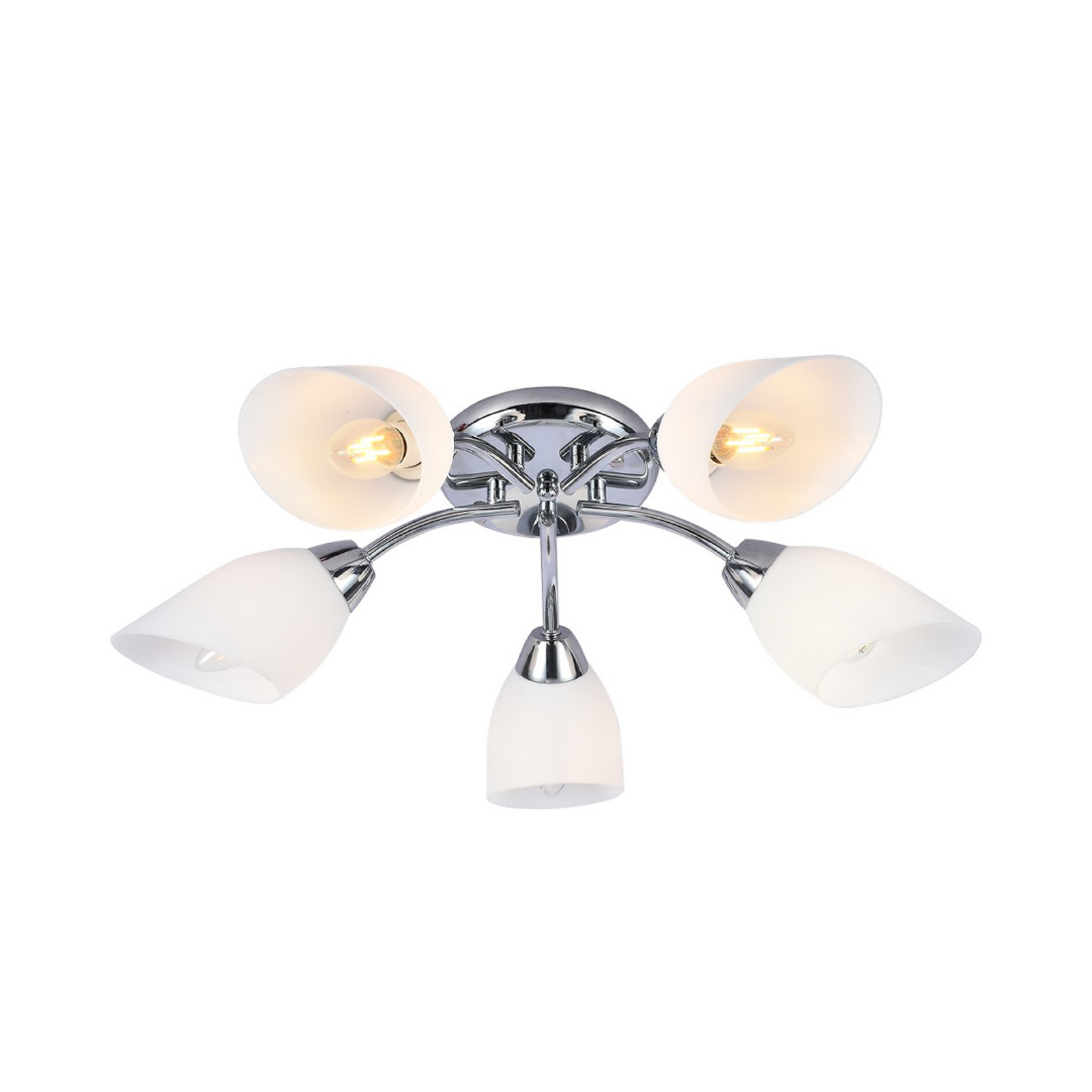 Plafón Portos, 5 luces, blanco/cromo, metal, Ø 54 cm