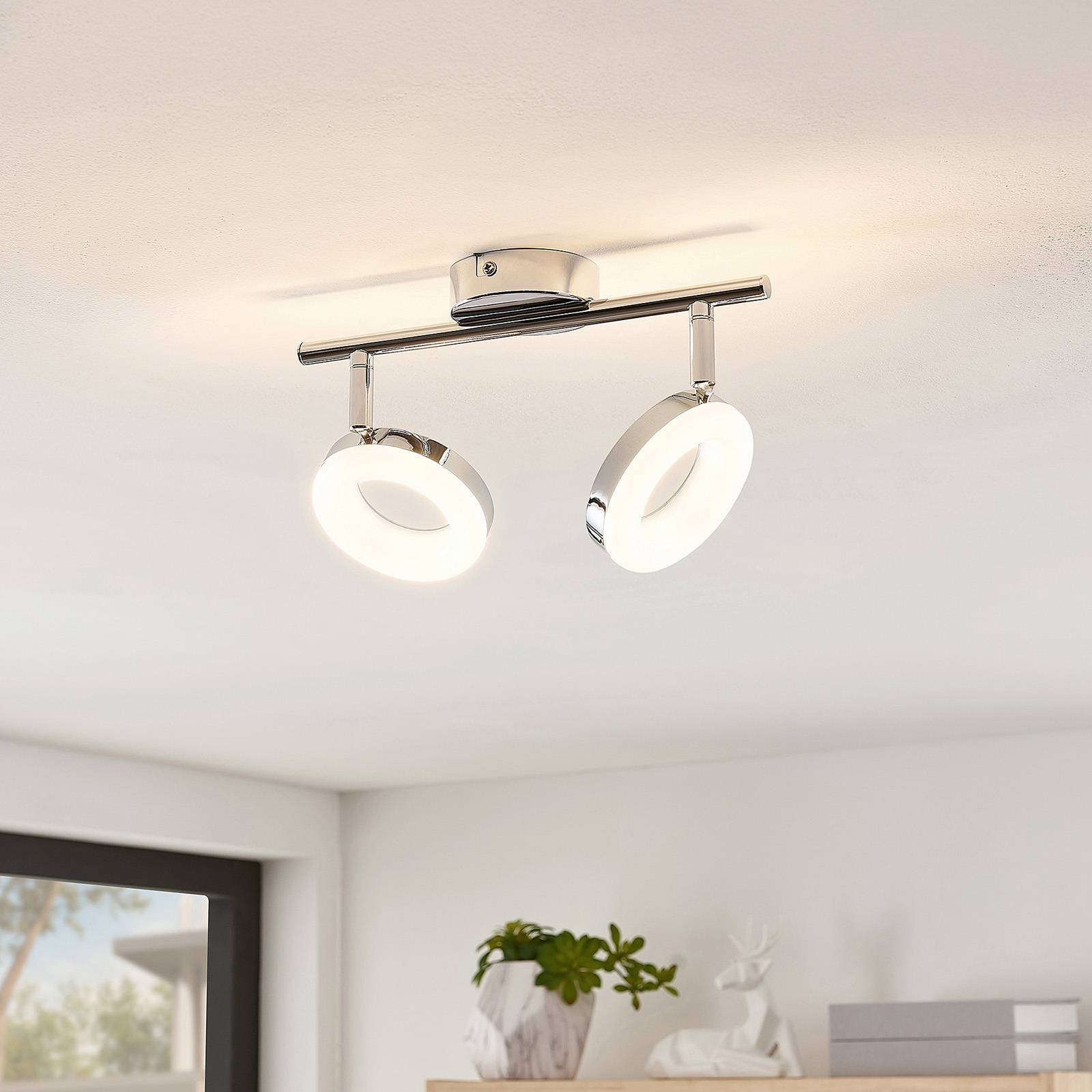 ELC Tioklia LED-Deckenleuchte, chrom, zweiflammig günstig online kaufen