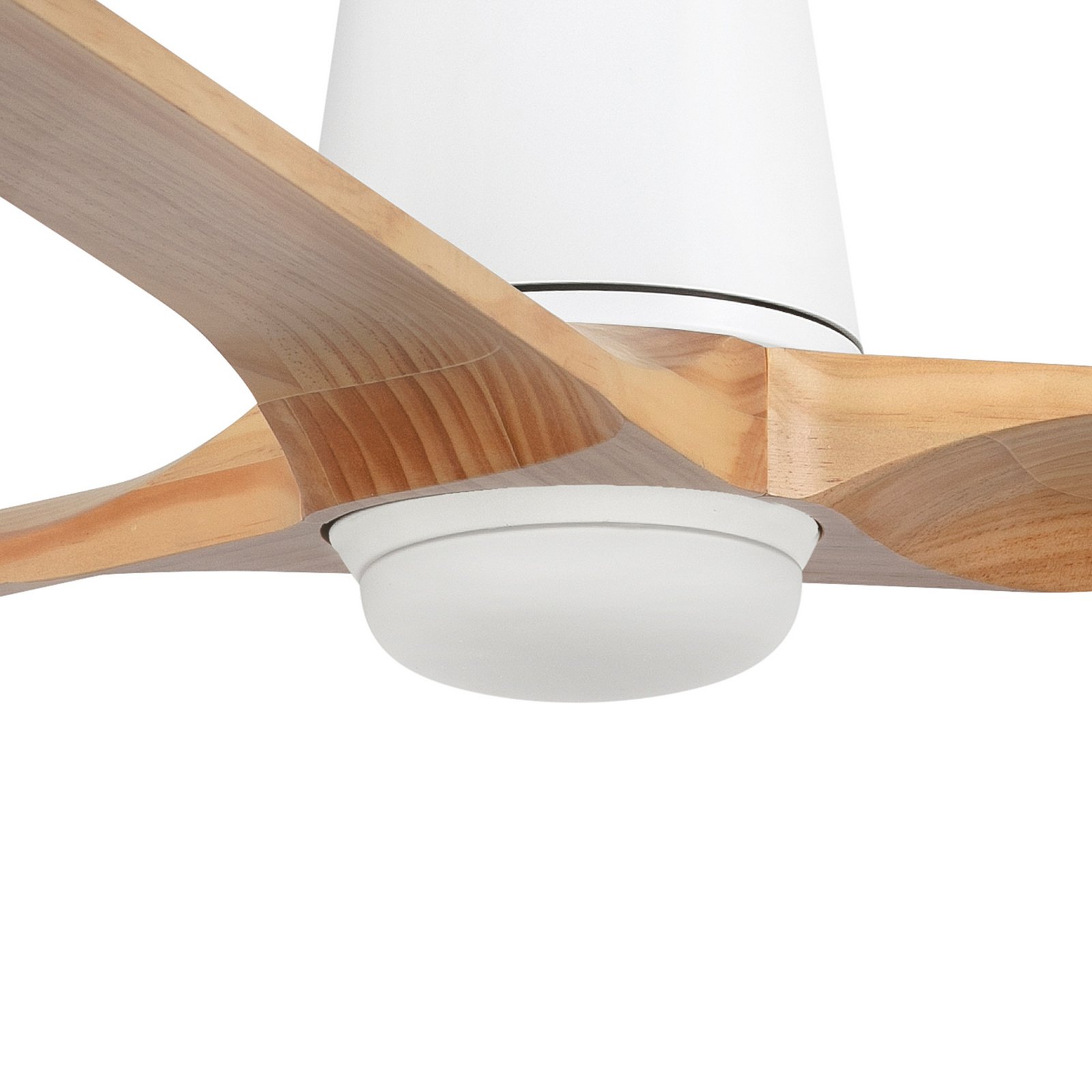LED ventilátor Heywood L, fehér/fa színű, DC, csendes, CCT