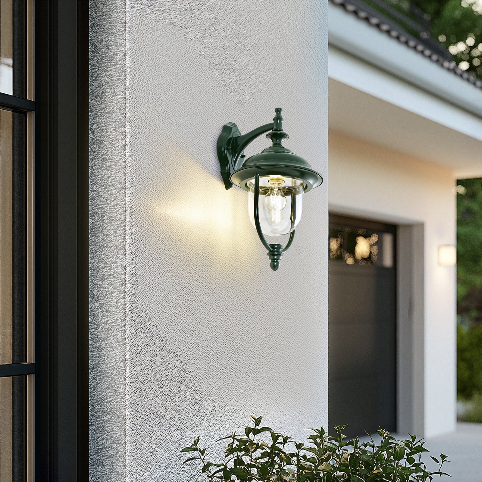 Applique da esterno Clint, IP44, verde, alluminio, 42 cm - Lindby