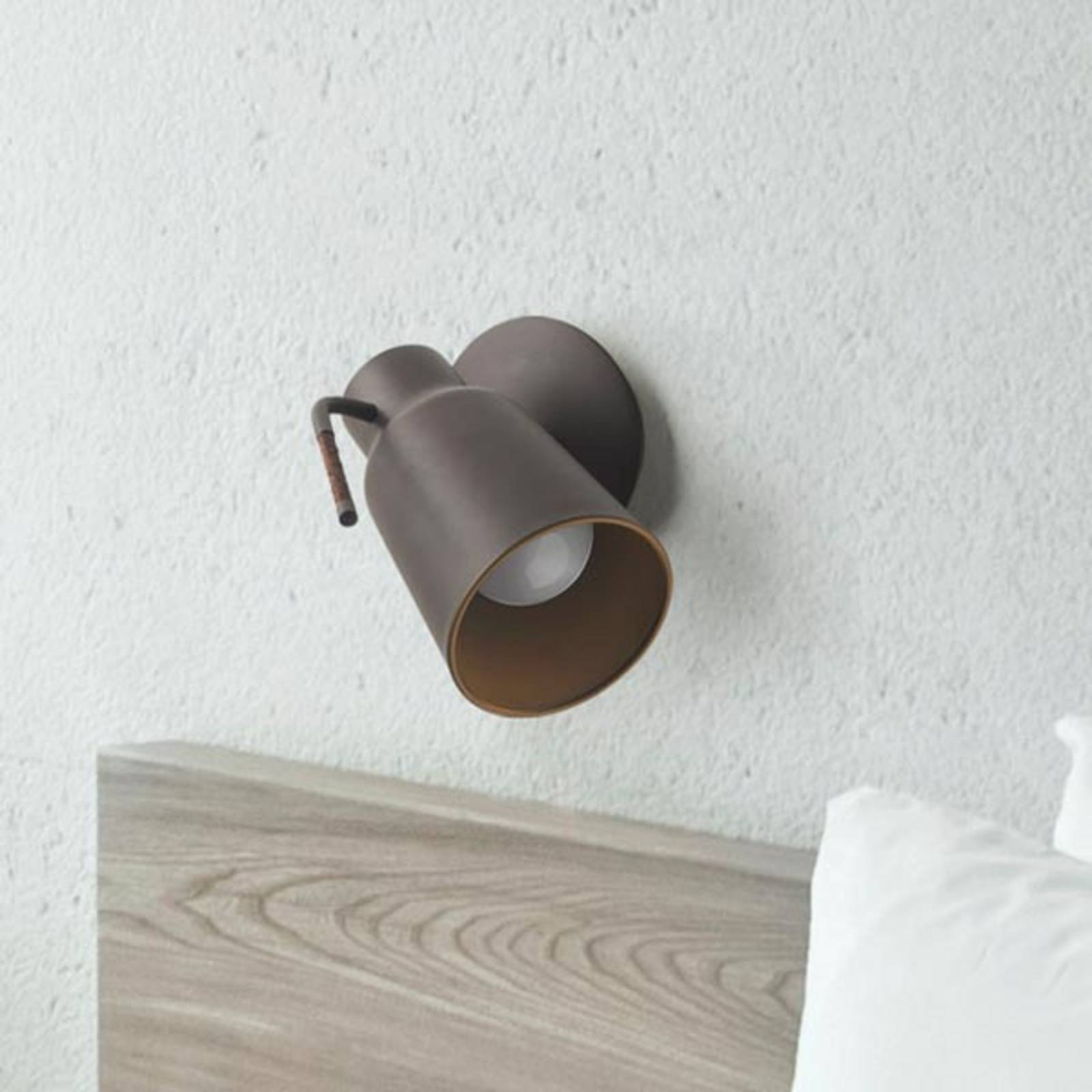Wandleuchte Funk in dunklem Braun günstig online kaufen