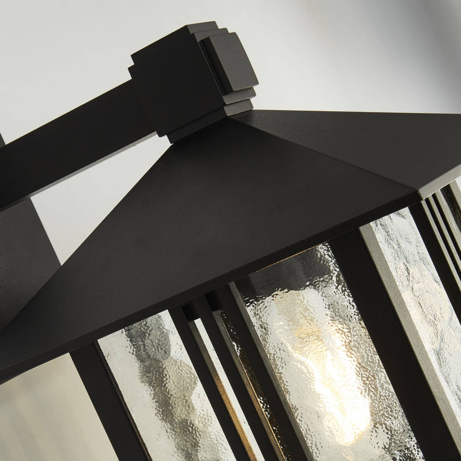 Searchlight Applique d'extérieur Venice, noire, hauteur 36 cm, métal/verre