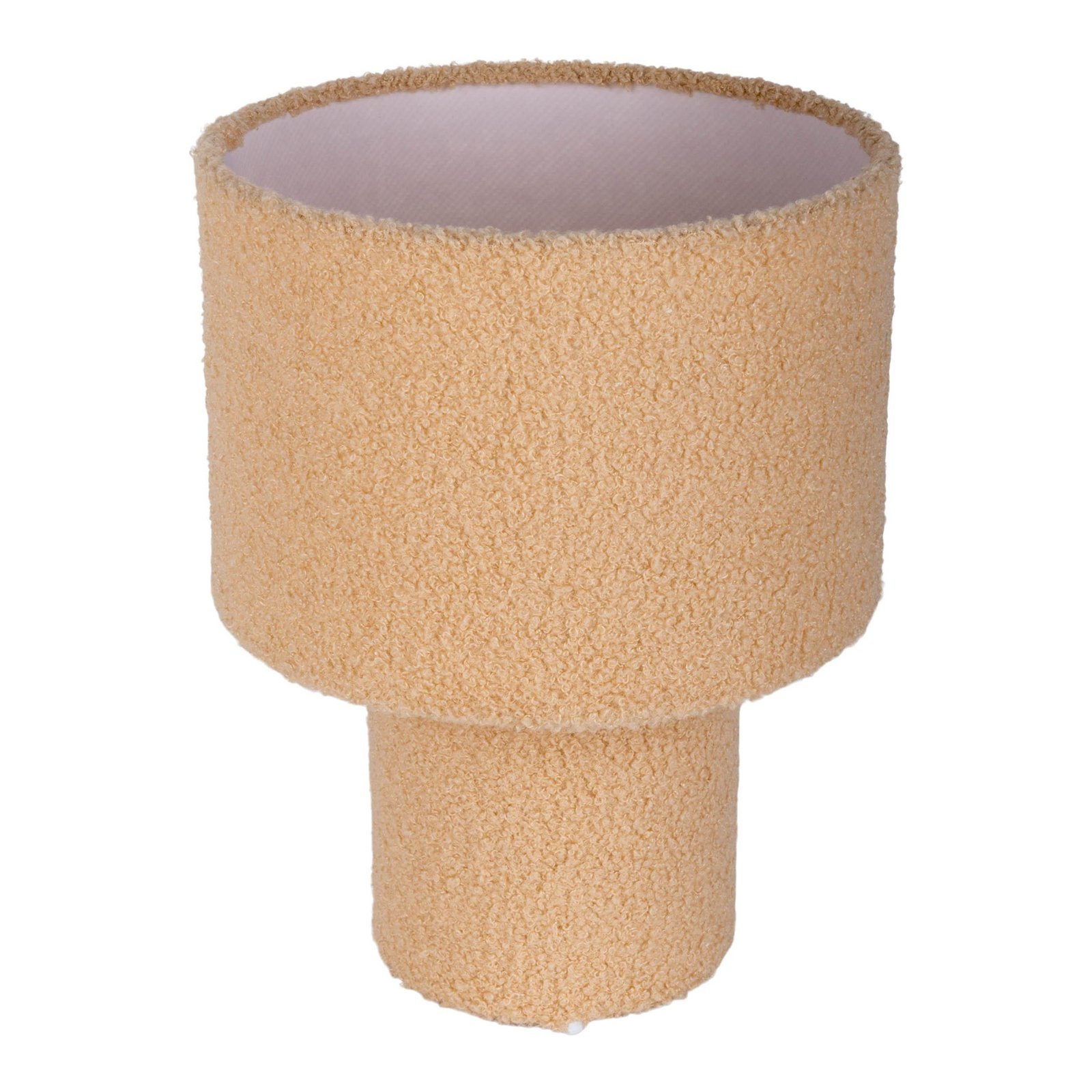 Lampe à poser Fluffy, beige hauteur 31 cm textile E27 cylindrique