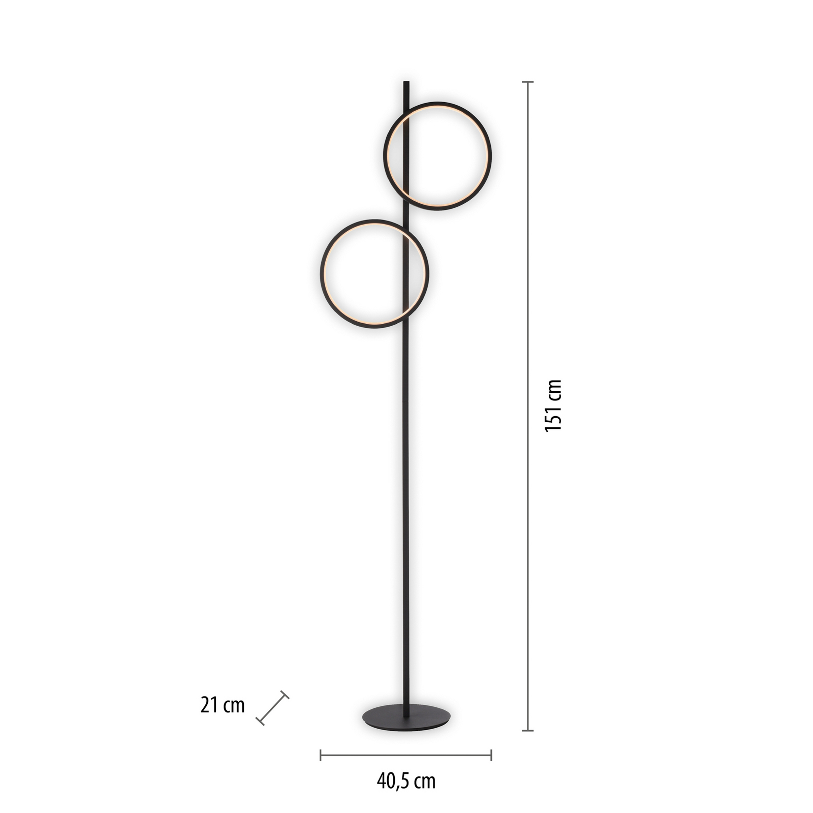 Lampadaire LED Mini-Ritus, noir, fer, 2 anneaux Lampadaire LED Mini-Ritus, noir, fer, 2 anneaux