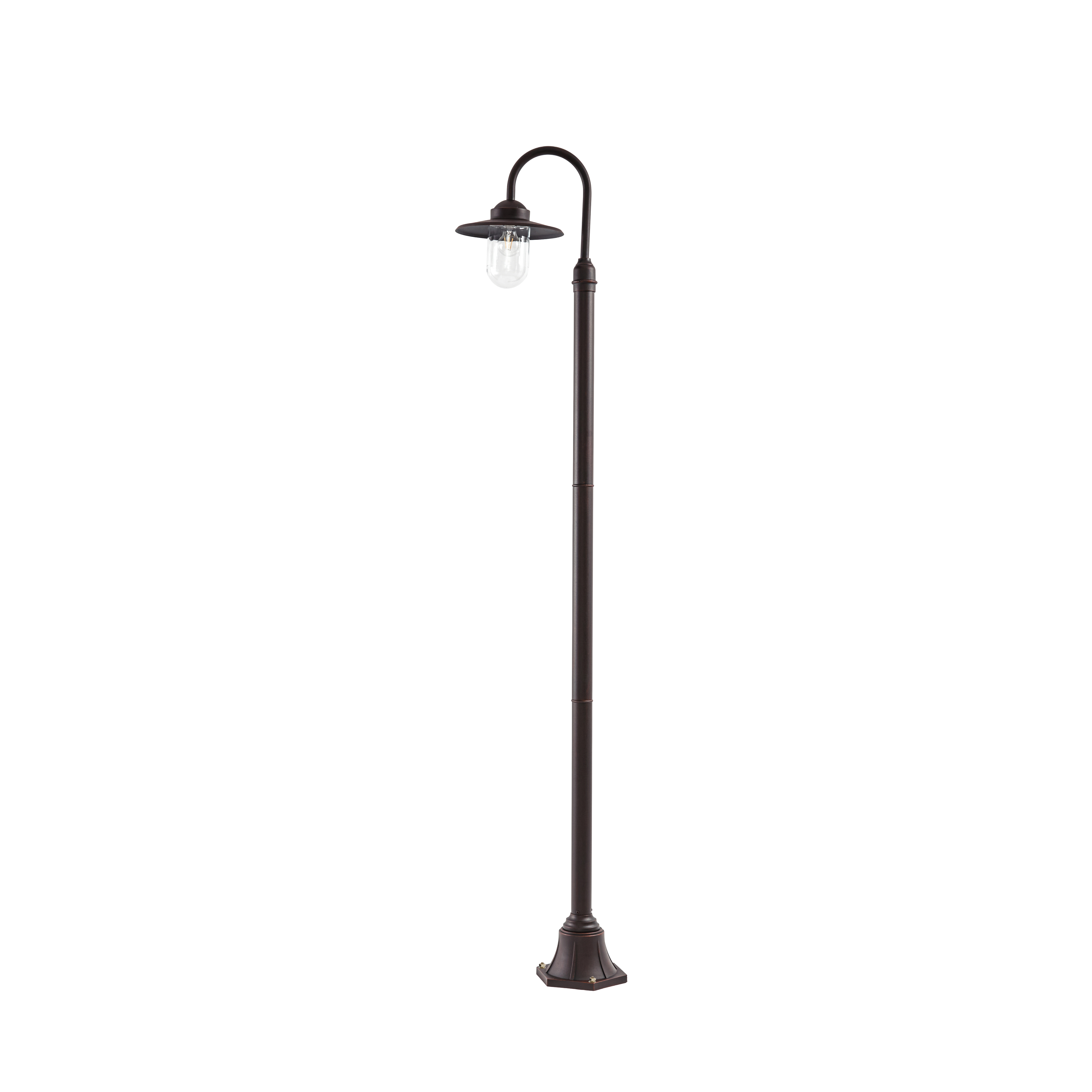 Lampă de exterior Bilma, înălțime 220 cm, culoare ruginiu, 1 bec, sticlă, IP65