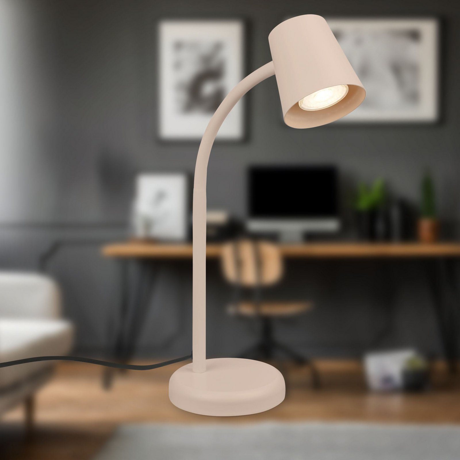 Skriva table lamp, beige, metal, GU10, 38 cm, swivelling