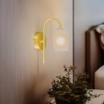 Lucande Taylan wall light, iron, glass lampshade